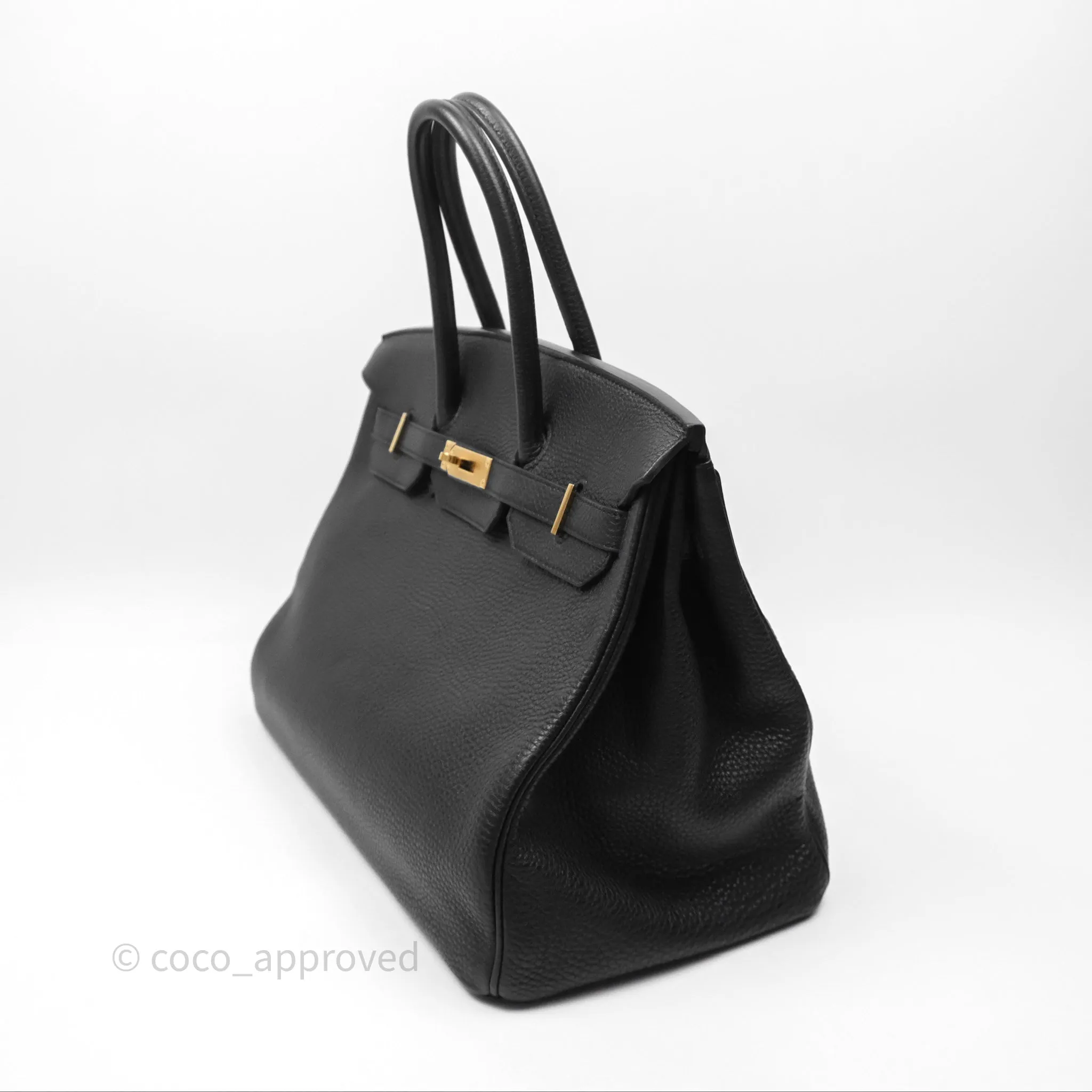Herms Birkin 35 Retourne Black Noir 89 Clemence Gold Hardware