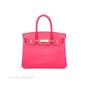 Herms Birkin Retourne 30 Rose Extreme I6 Epsom Gold Hardware