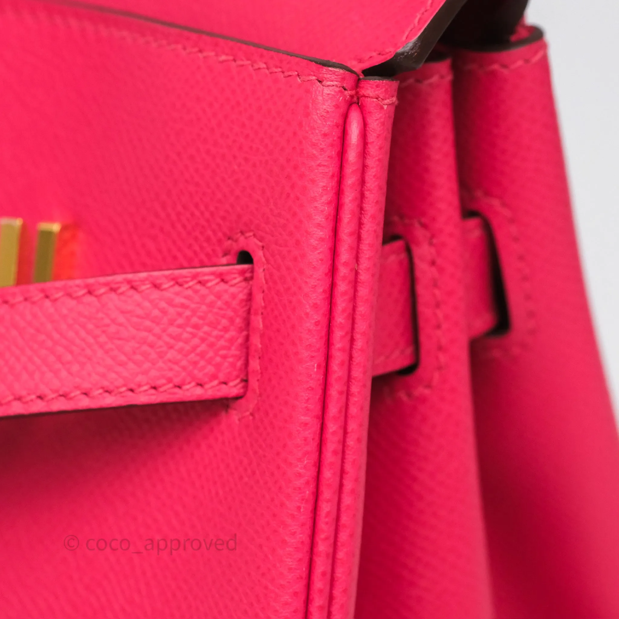 Herms Birkin Retourne 30 Rose Extreme I6 Epsom Gold Hardware