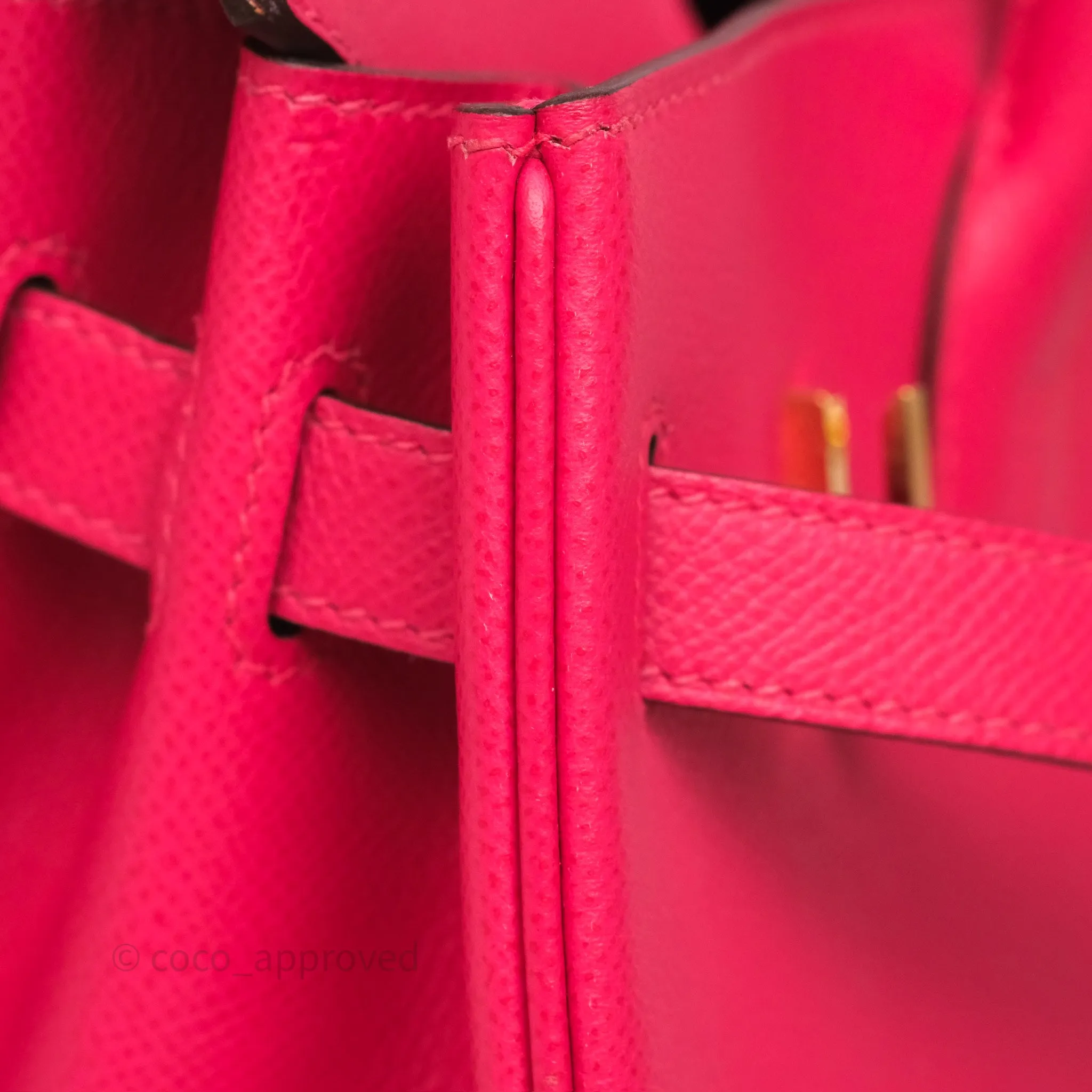 Herms Birkin Retourne 30 Rose Extreme I6 Epsom Gold Hardware