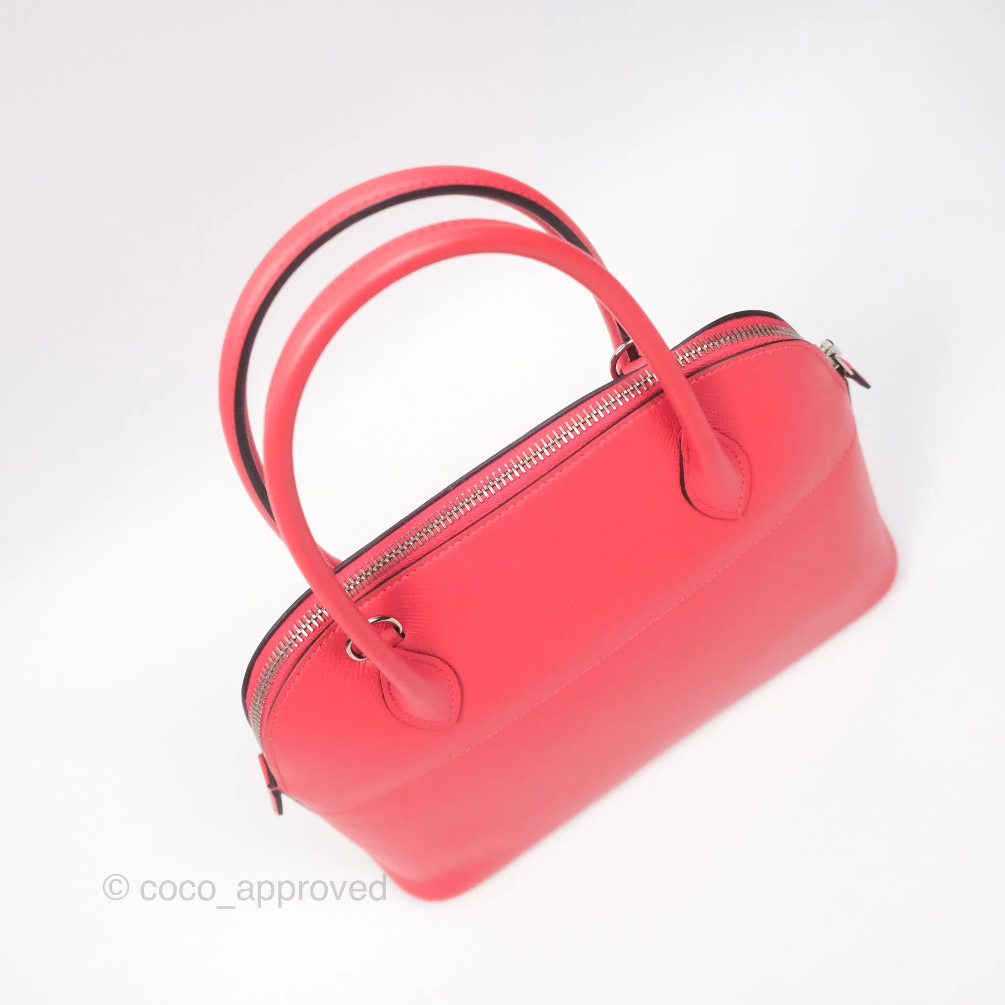 Herms Bolide 27 Rose Jaipur T5 Epsom Palladium Hardware