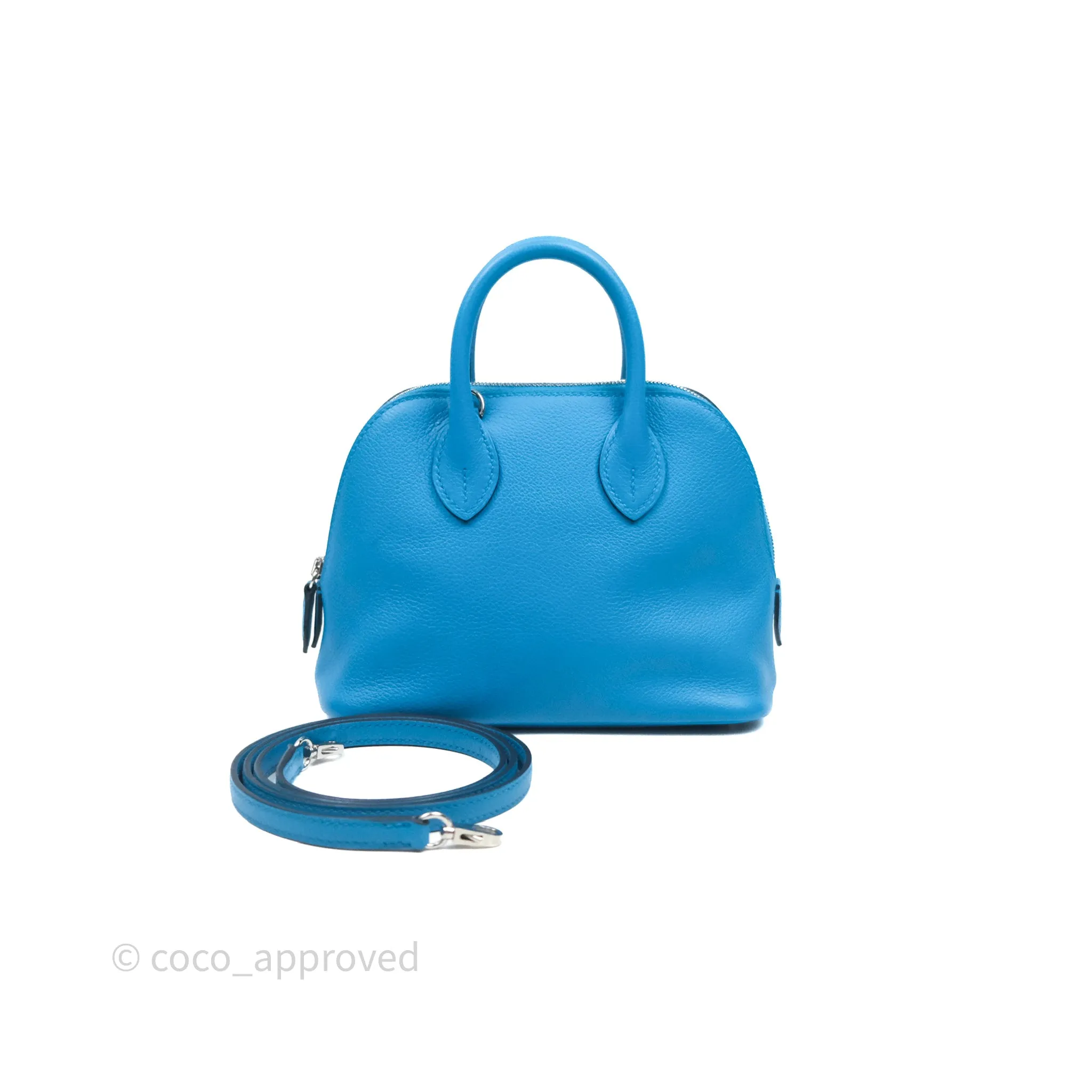 Herms Bolide Mini 1923 Bleu Frida 0F/ Rose Mexico 0D Evercolor Palladium Hardware