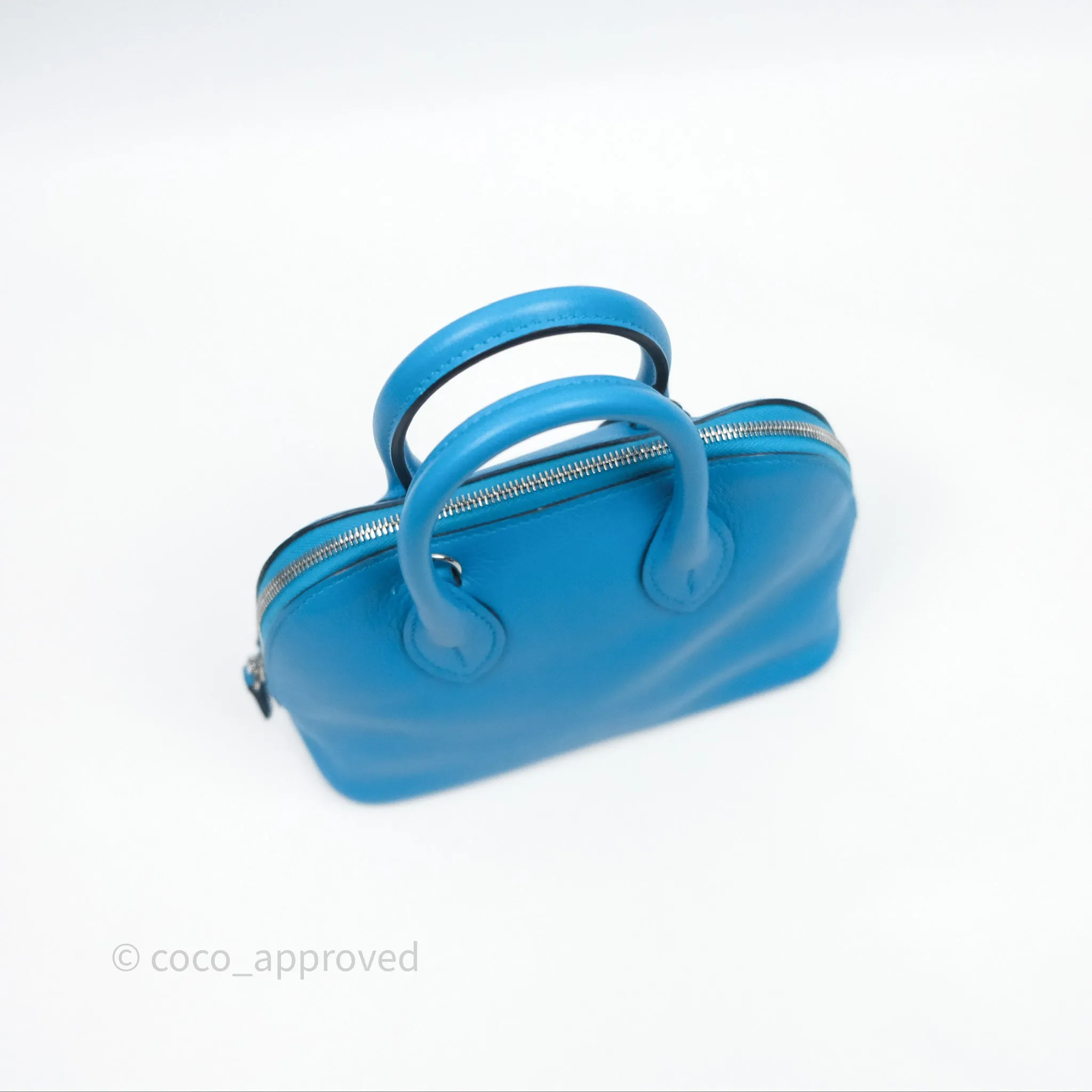 Herms Bolide Mini 1923 Bleu Frida 0F/ Rose Mexico 0D Evercolor Palladium Hardware