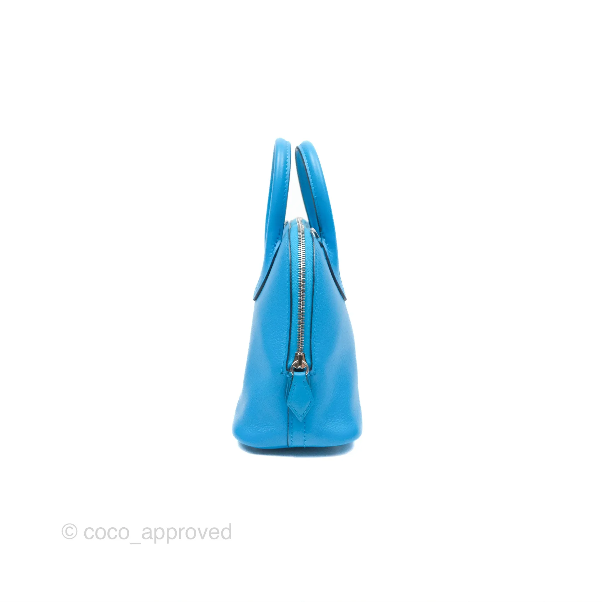 Herms Bolide Mini 1923 Bleu Frida Evercolor Palladium Hardware