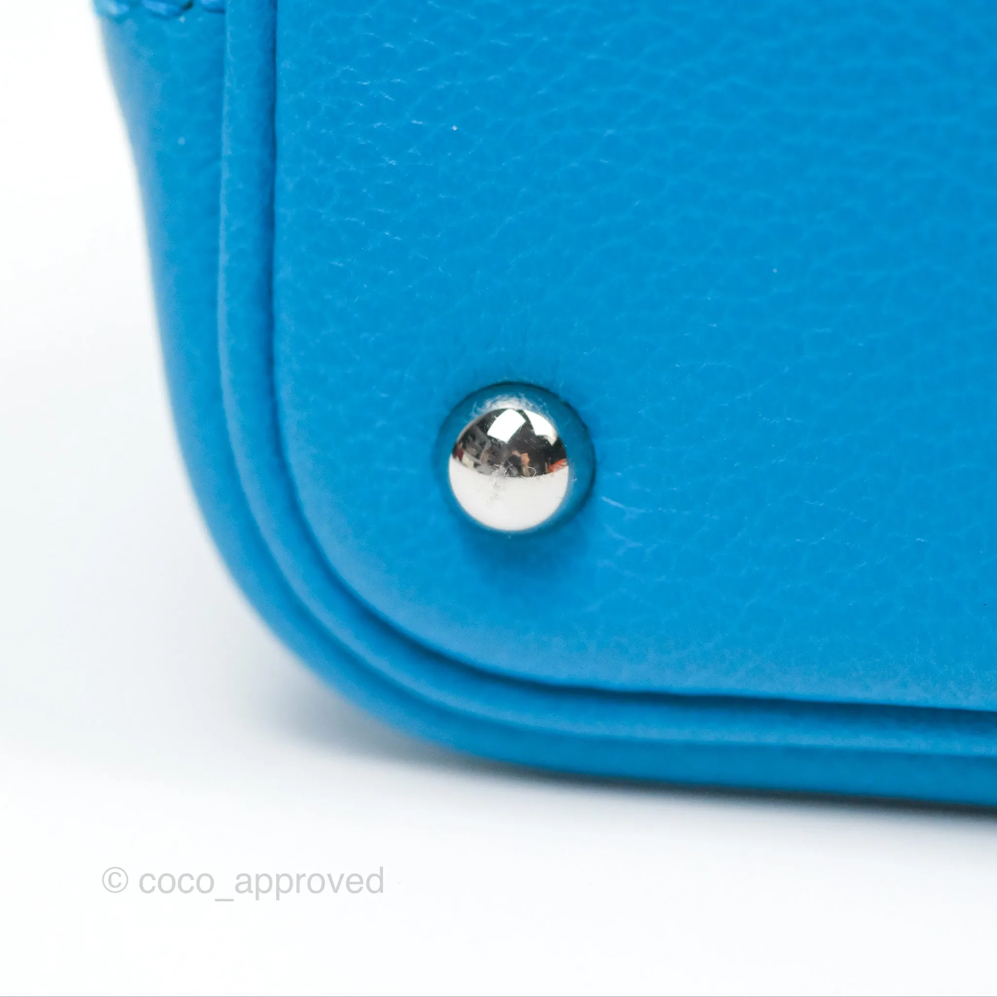 Herms Bolide Mini 1923 Bleu Frida Evercolor Palladium Hardware