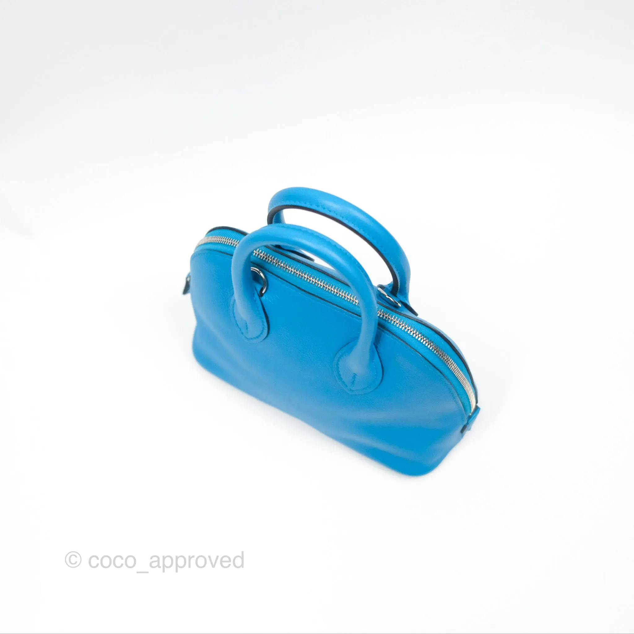 Herms Bolide Mini 1923 Bleu Frida Evercolor Palladium Hardware