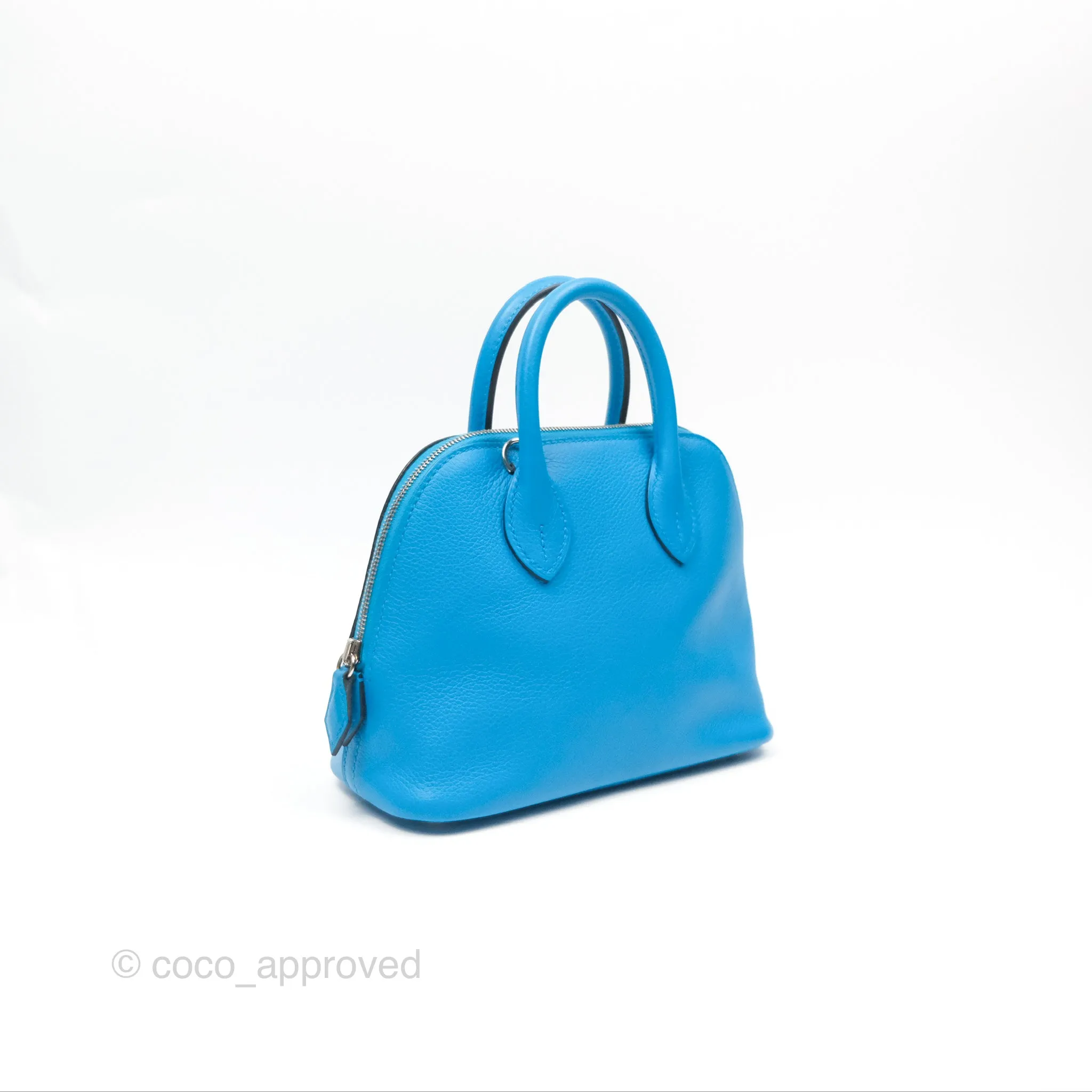Herms Bolide Mini 1923 Bleu Frida Evercolor Palladium Hardware