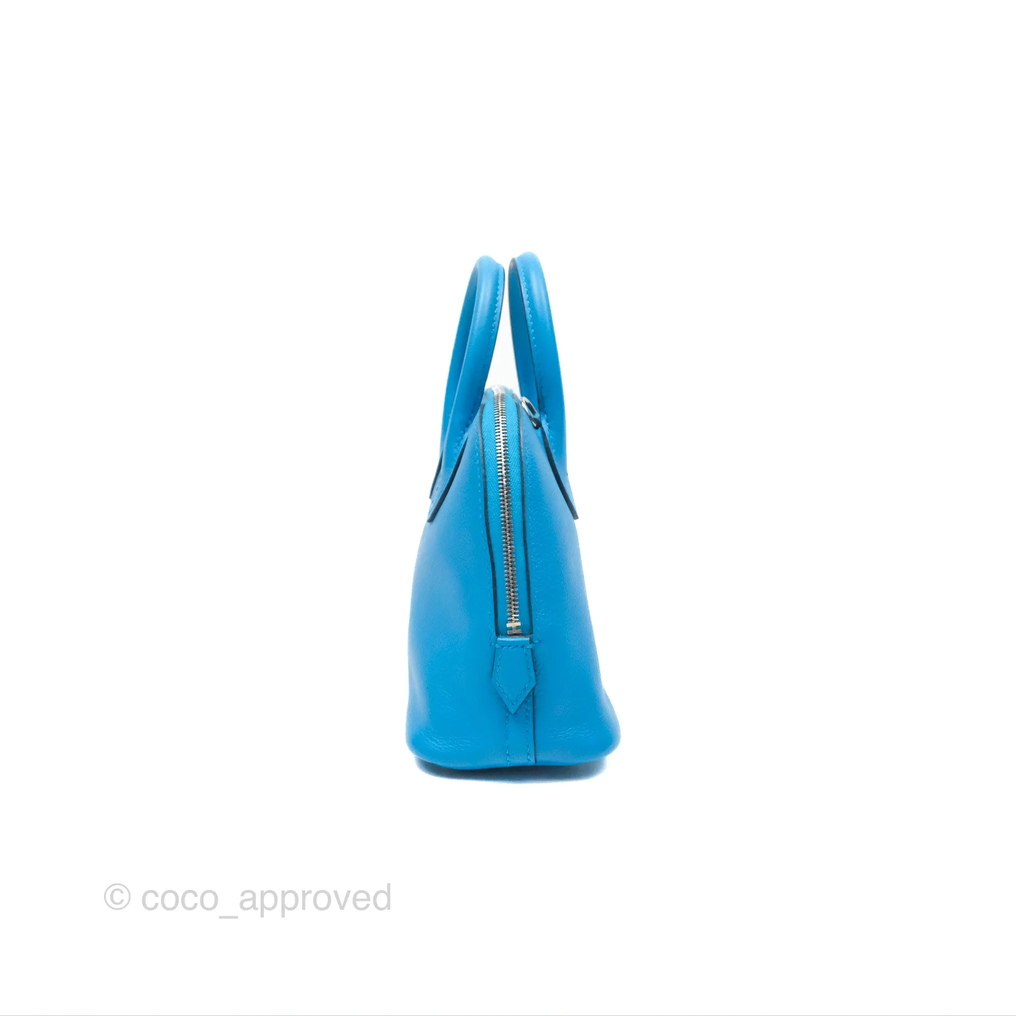 Herms Bolide Mini 1923 Bleu Frida Evercolor Palladium Hardware