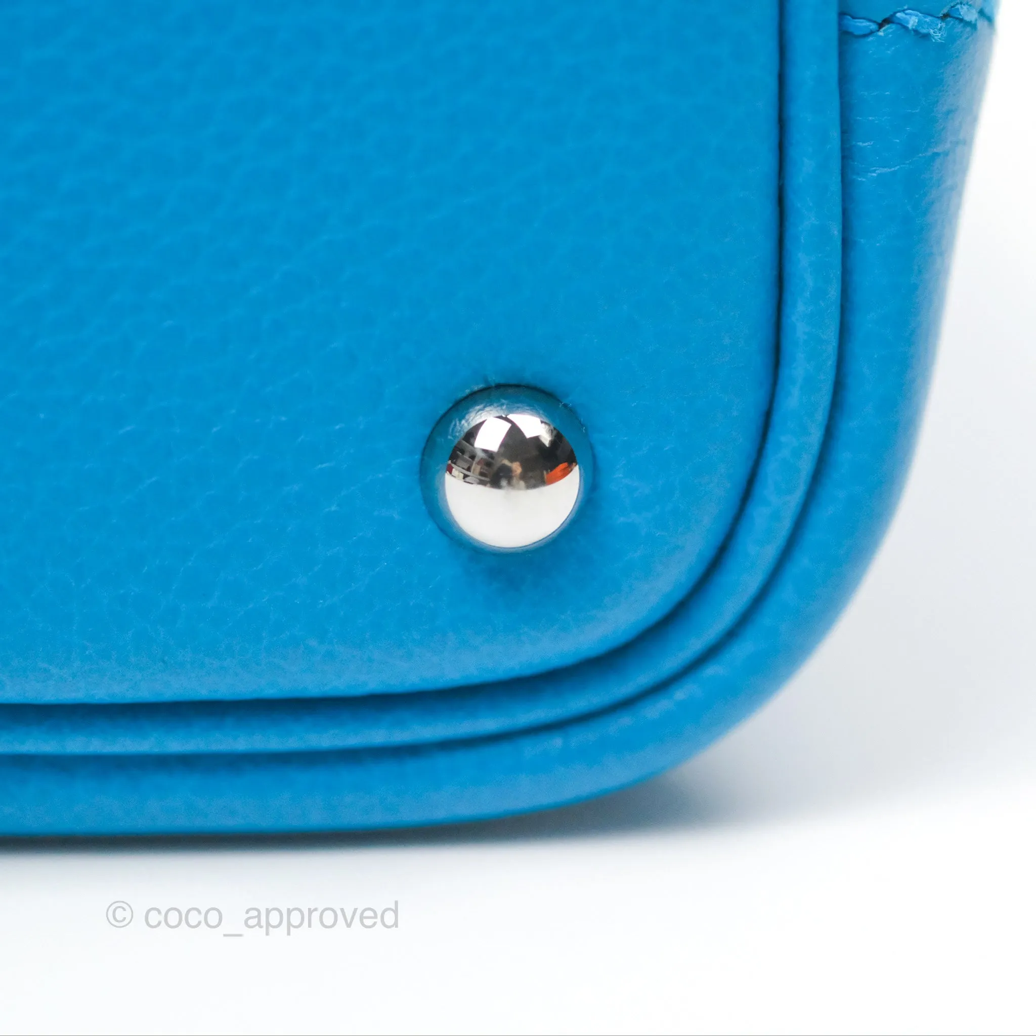 Herms Bolide Mini 1923 Bleu Frida Evercolor Palladium Hardware