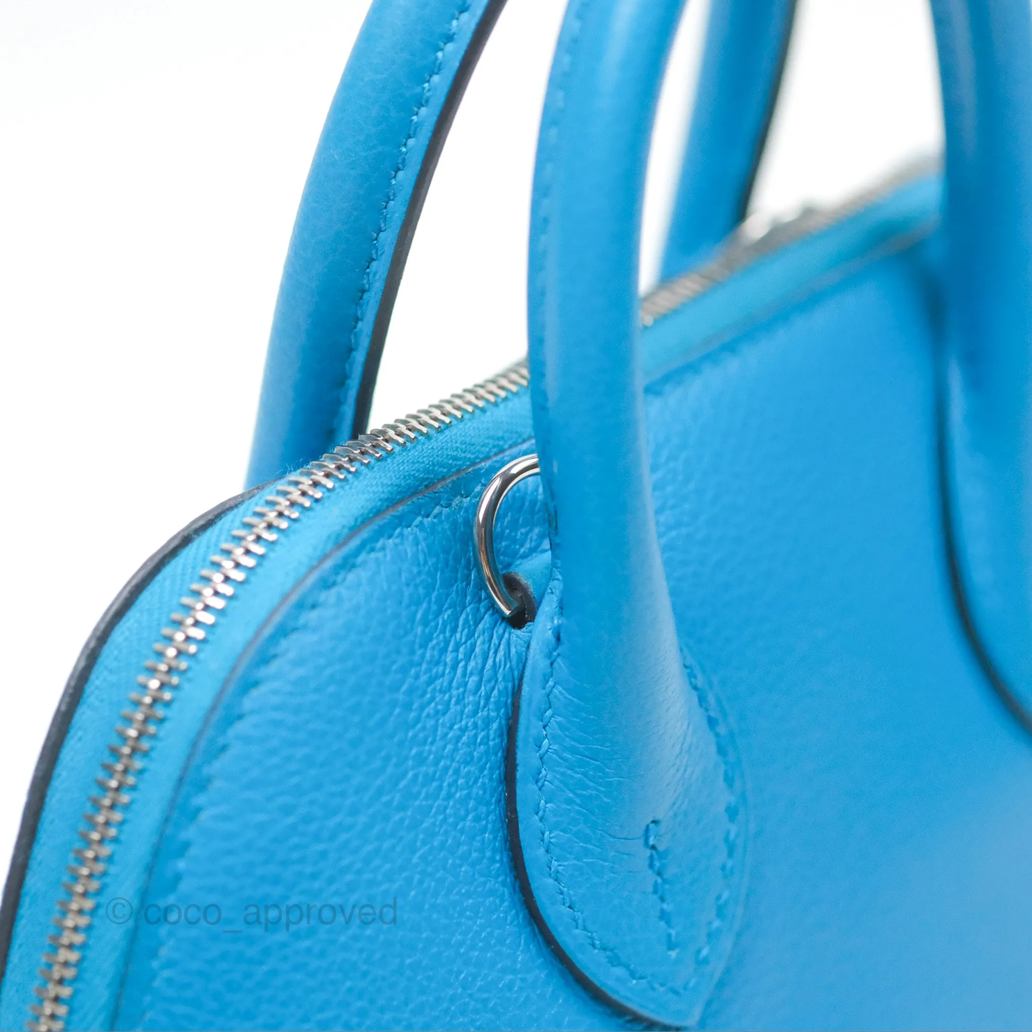 Herms Bolide Mini 1923 Bleu Frida Evercolor Palladium Hardware