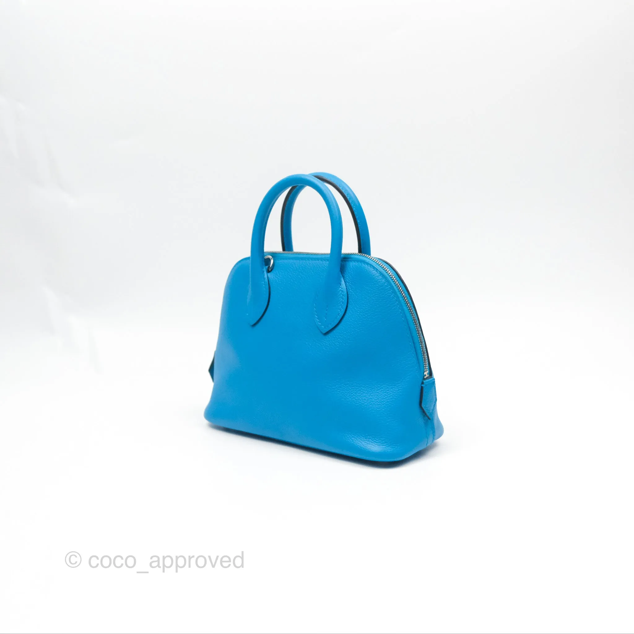 Herms Bolide Mini 1923 Bleu Frida Evercolor Palladium Hardware