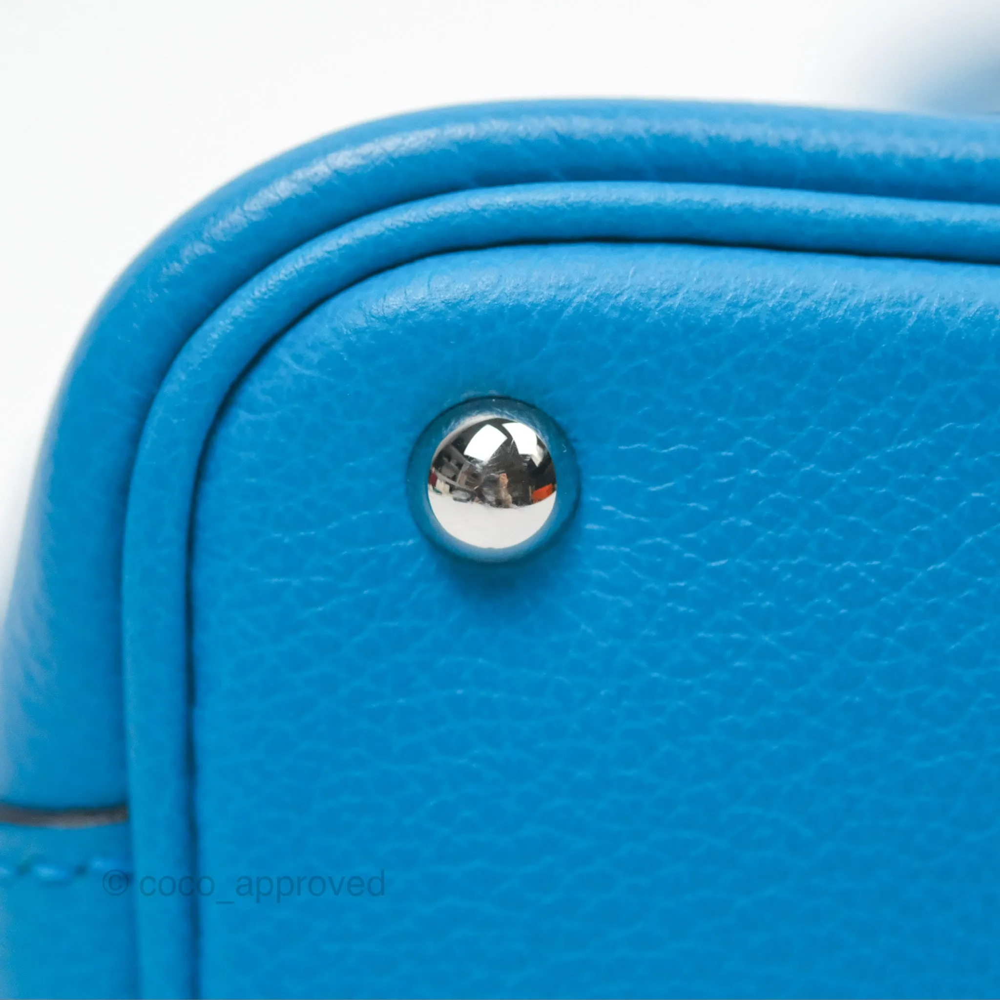 Herms Bolide Mini 1923 Bleu Frida Evercolor Palladium Hardware