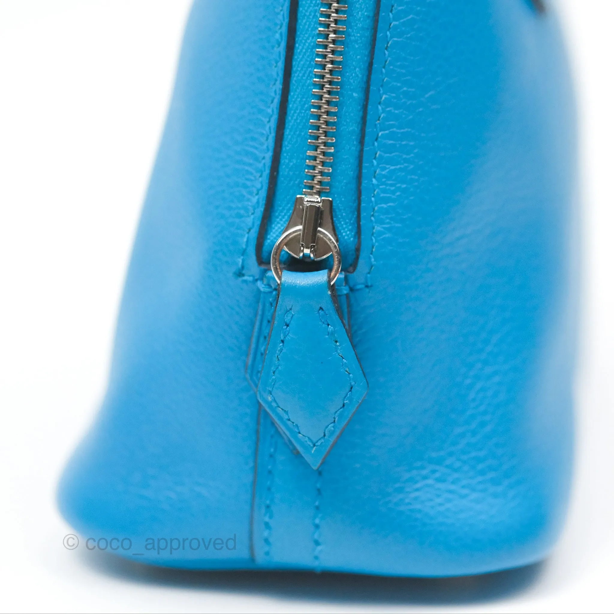 Herms Bolide Mini 1923 Bleu Frida Evercolor Palladium Hardware