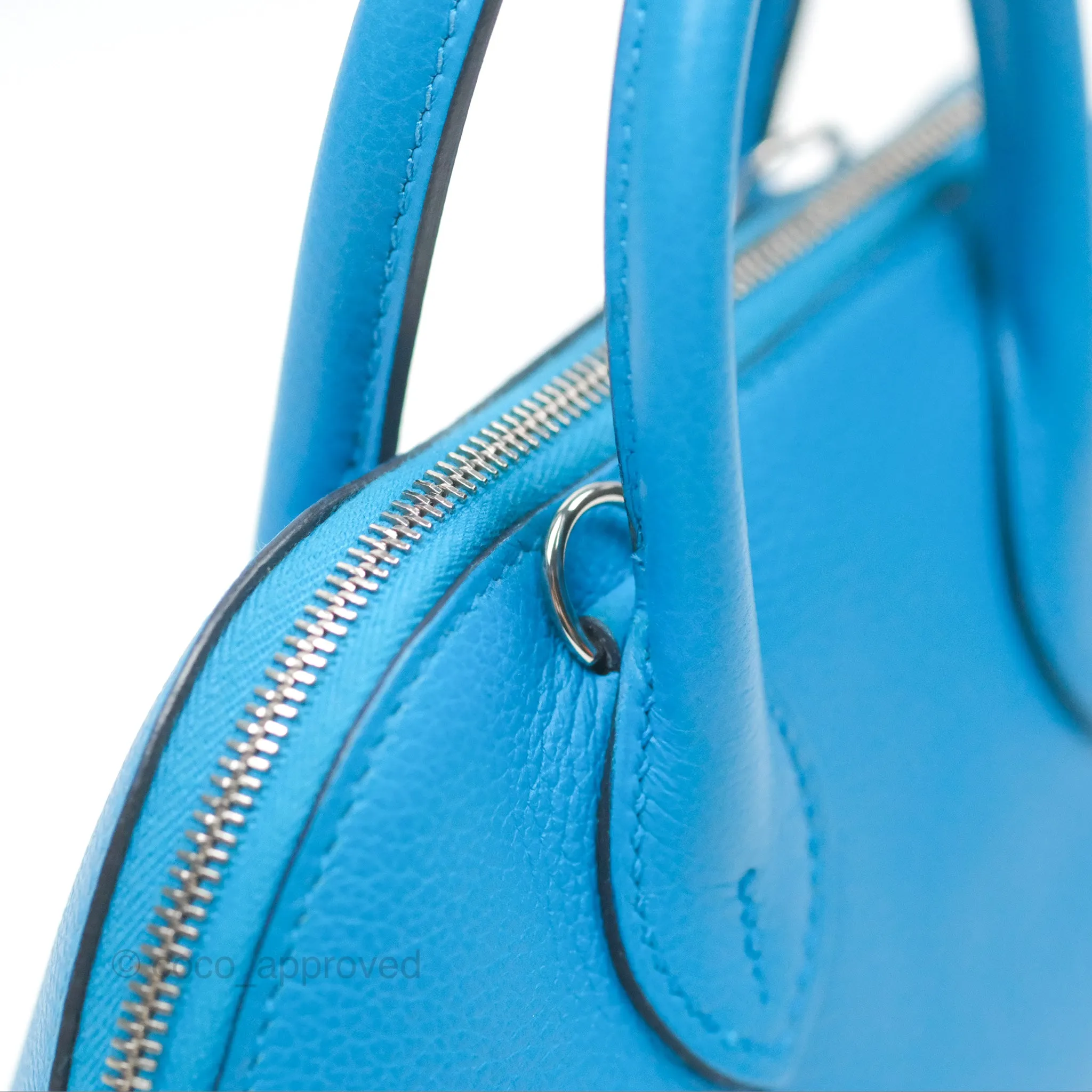 Herms Bolide Mini 1923 Bleu Frida Evercolor Palladium Hardware