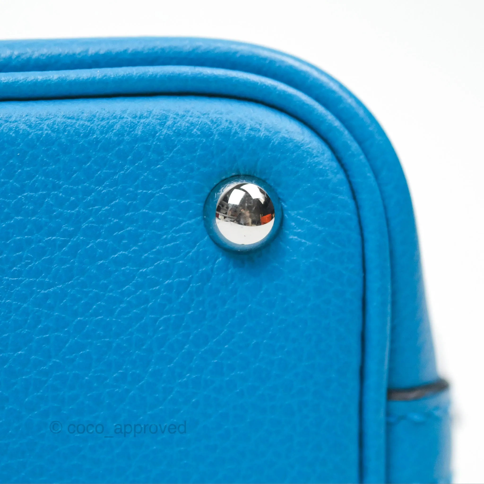 Herms Bolide Mini 1923 Bleu Frida Evercolor Palladium Hardware