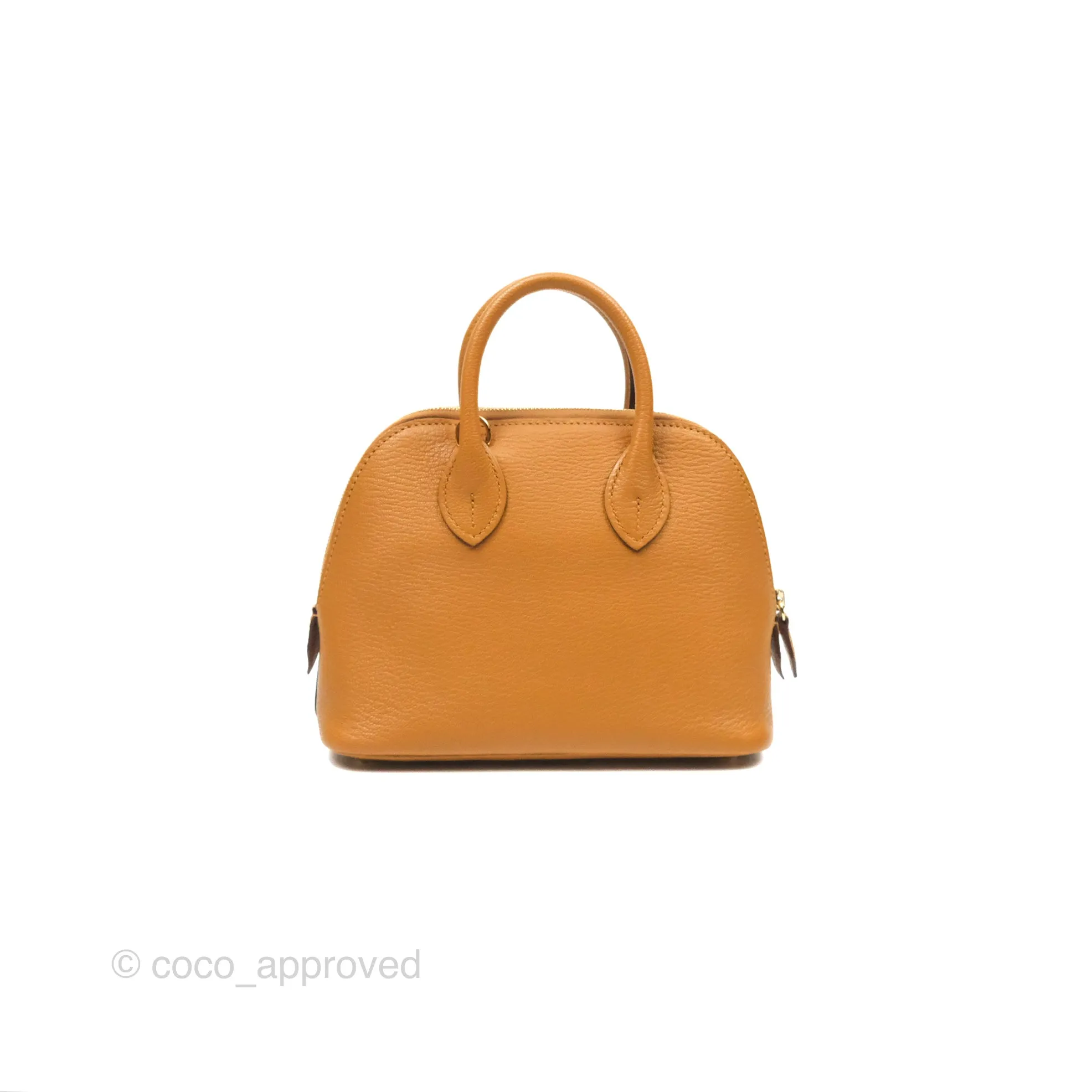 Herms Bolide Mini 1923 Caramel Chevre Mysore Strap Ficelle/Black Gold Hardware