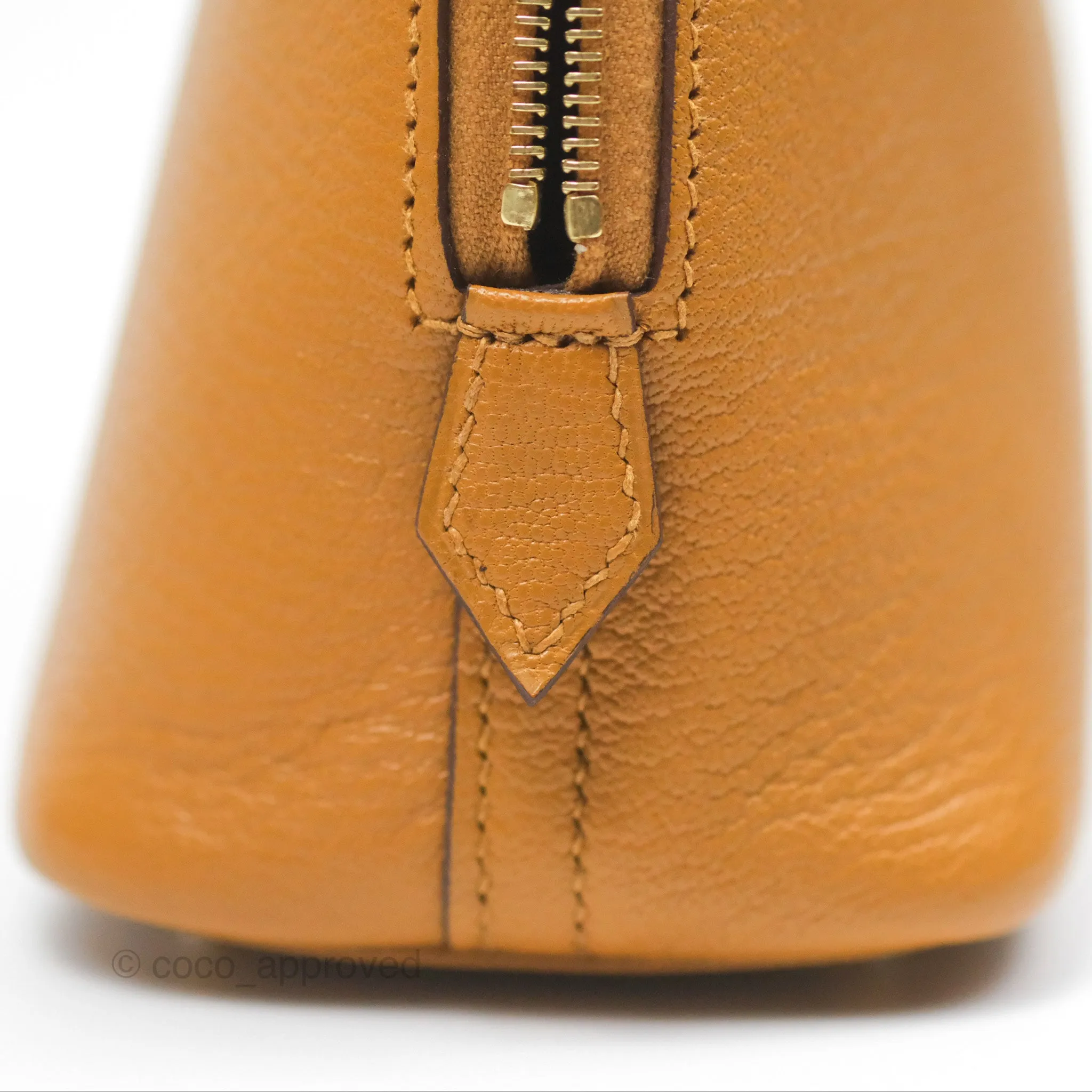 Herms Bolide Mini 1923 Caramel Chevre Mysore Strap Ficelle/Black Gold Hardware