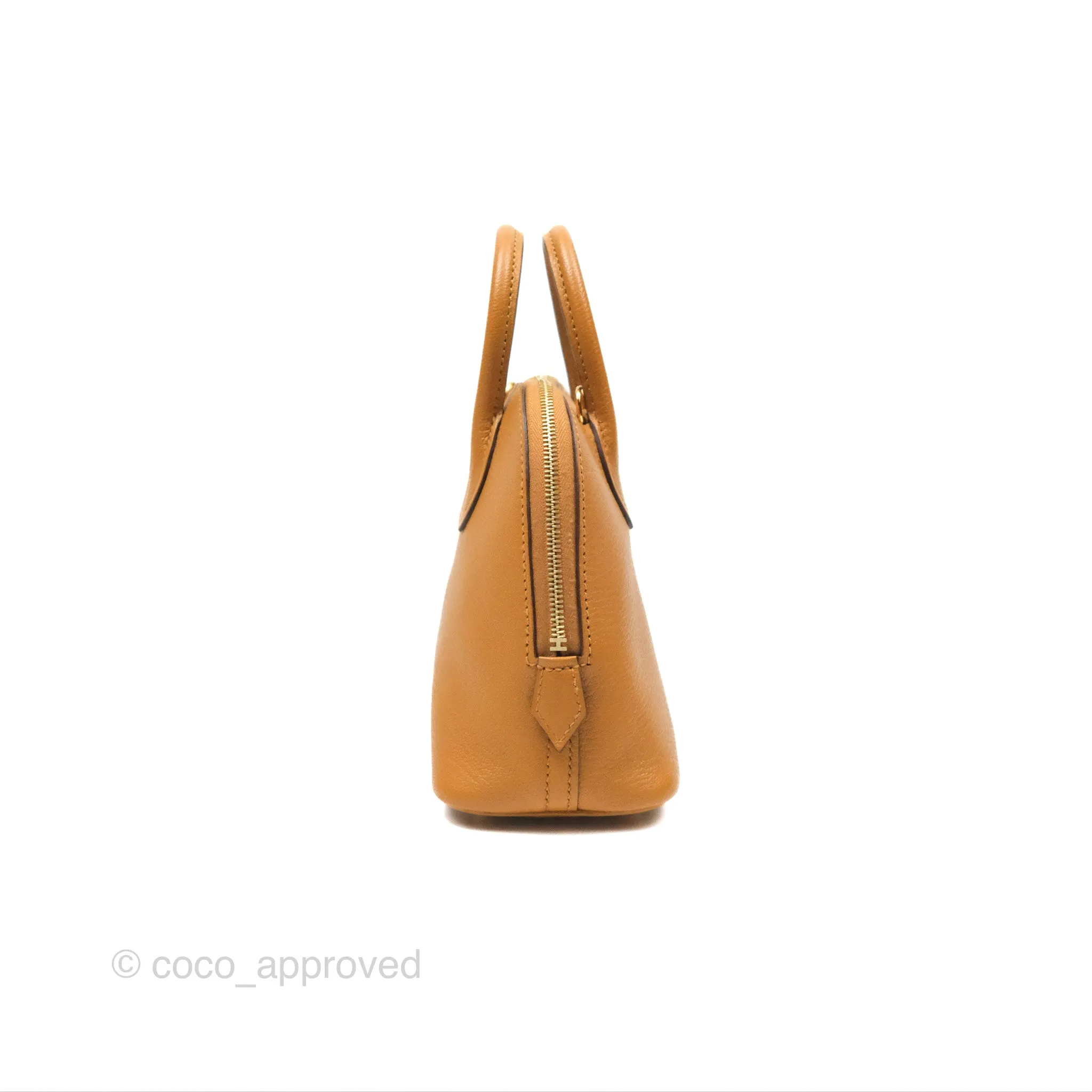 Herms Bolide Mini 1923 Caramel Chevre Mysore Strap Ficelle/Black Gold Hardware