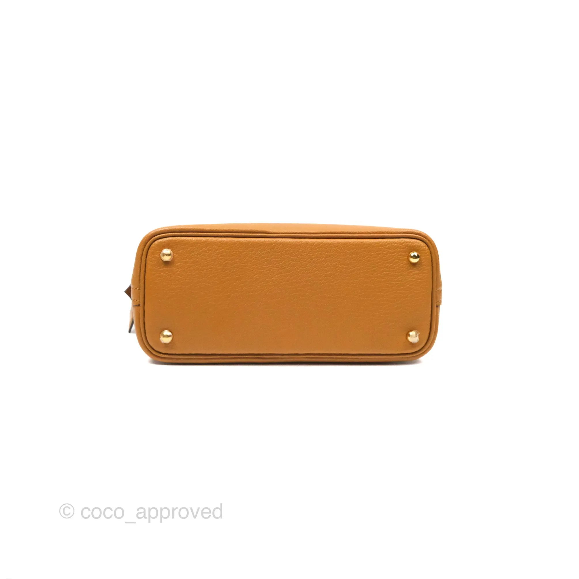 Herms Bolide Mini 1923 Caramel Chevre Mysore Strap Ficelle/Black Gold Hardware