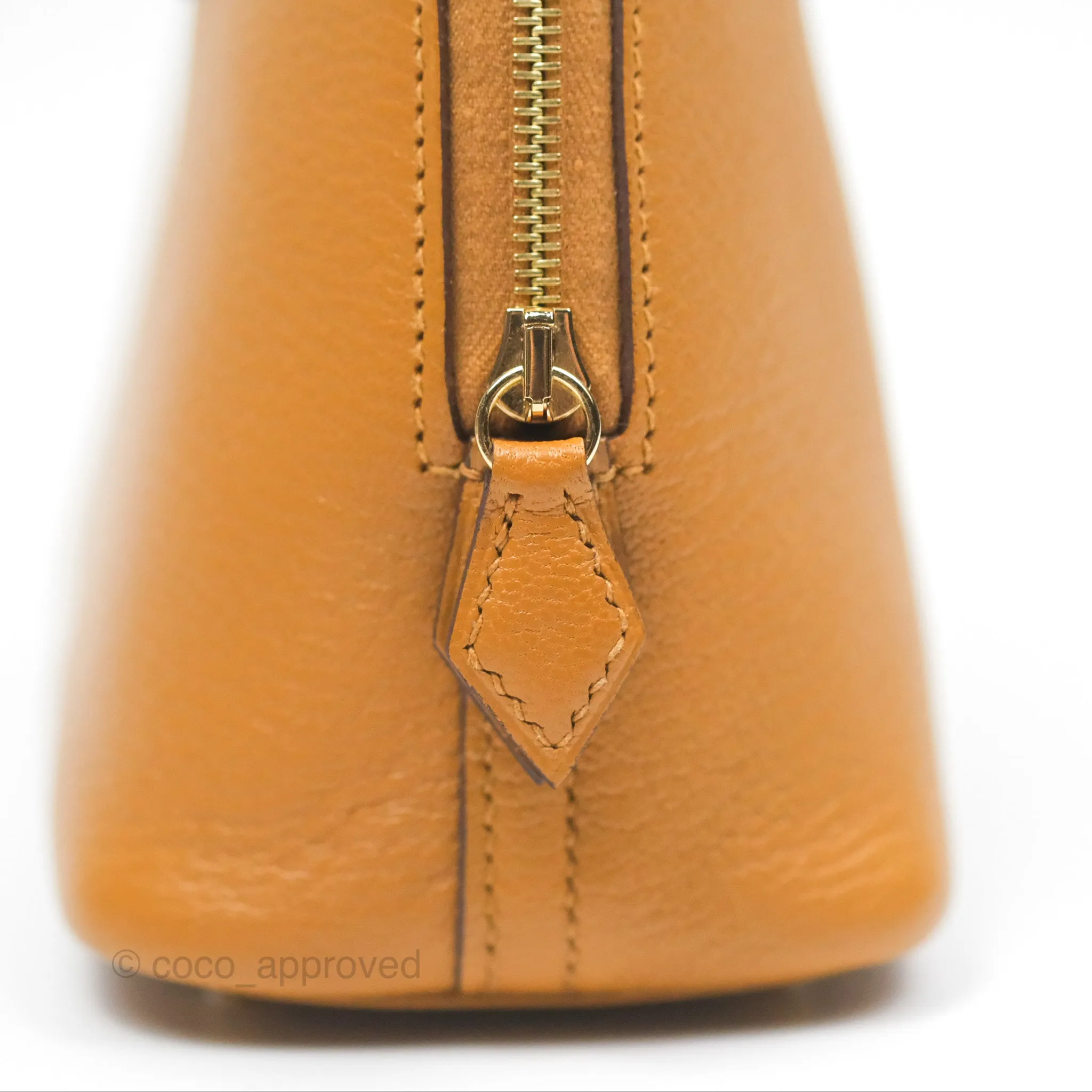 Herms Bolide Mini 1923 Caramel Chevre Mysore Strap Ficelle/Black Gold Hardware