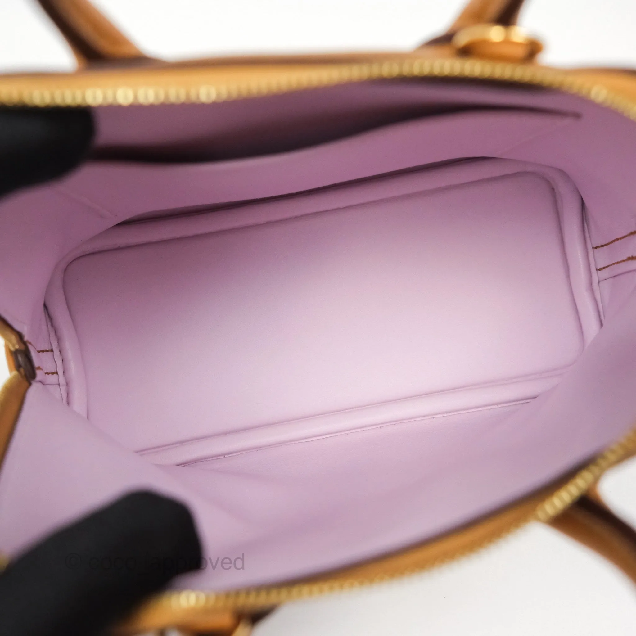 Herms Bolide Mini 1923 Evercolor Caramel 28/ Mauve Pale 09 Gold Hardware
