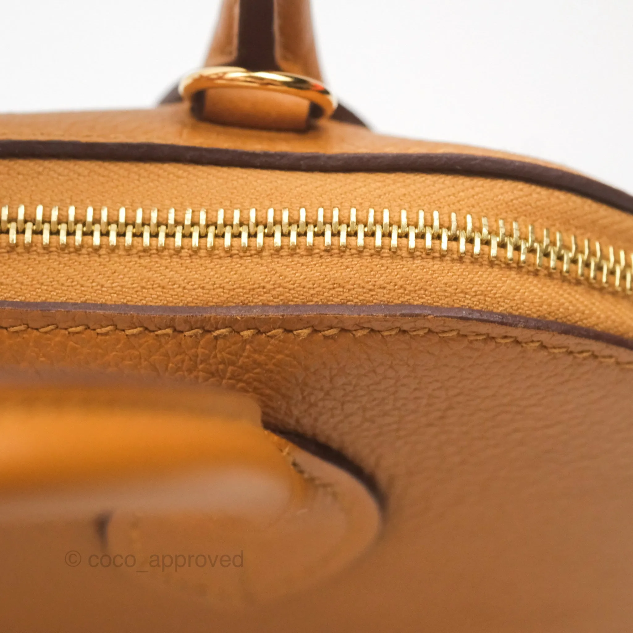 Herms Bolide Mini 1923 Evercolor Caramel 28/ Mauve Pale 09 Gold Hardware