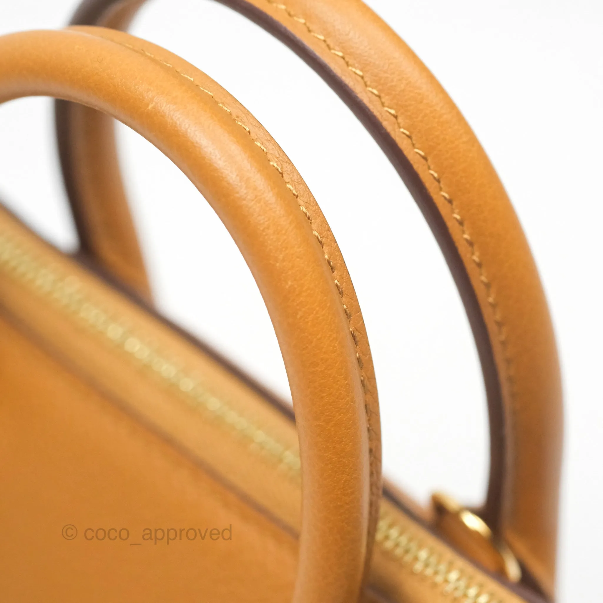 Herms Bolide Mini 1923 Evercolor Caramel 28/ Mauve Pale 09 Gold Hardware