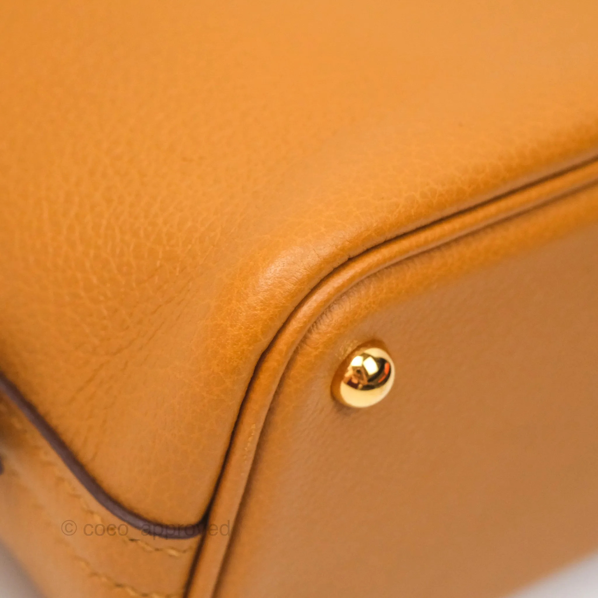 Herms Bolide Mini 1923 Evercolor Caramel 28/ Mauve Pale 09 Gold Hardware