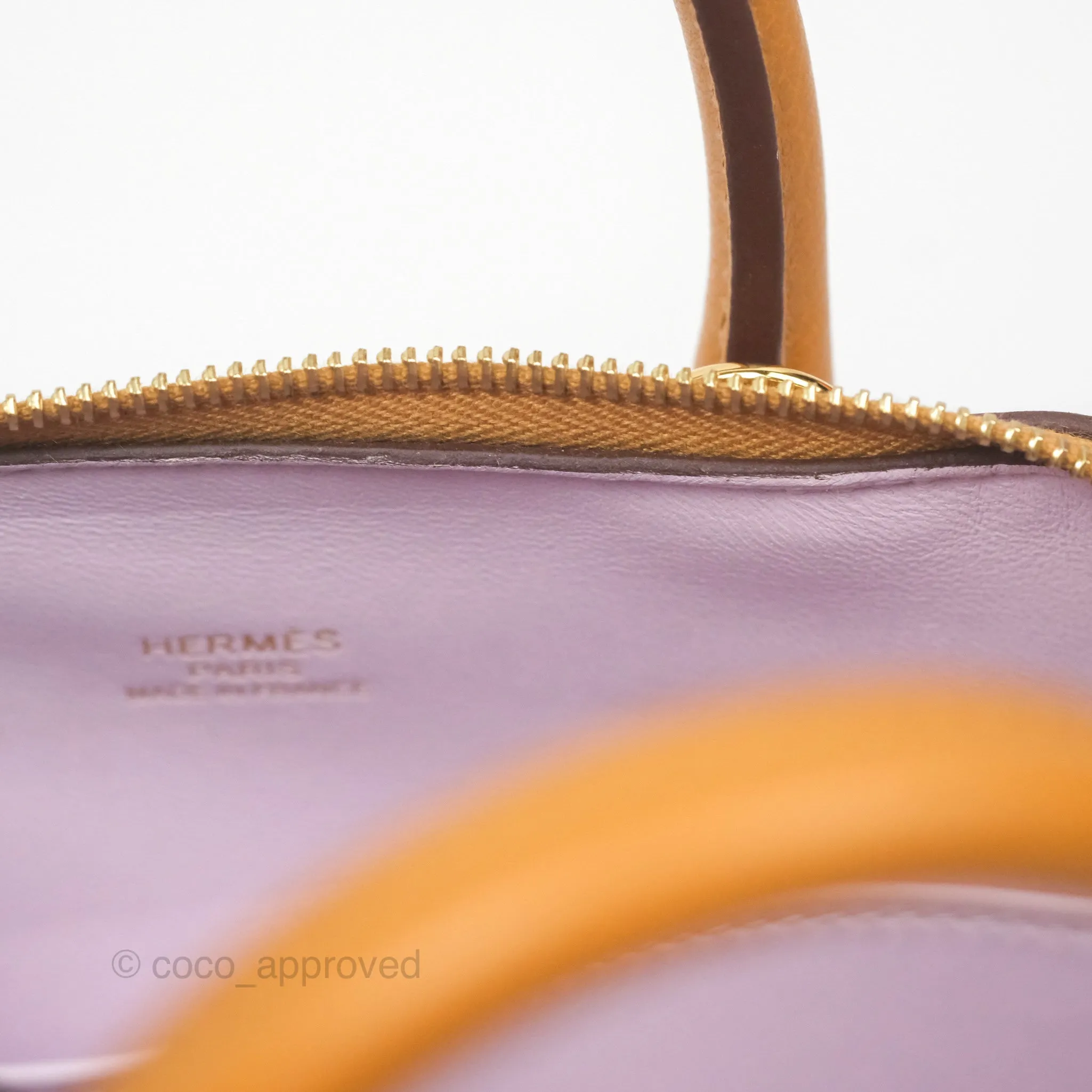 Herms Bolide Mini 1923 Evercolor Caramel 28/ Mauve Pale 09 Gold Hardware