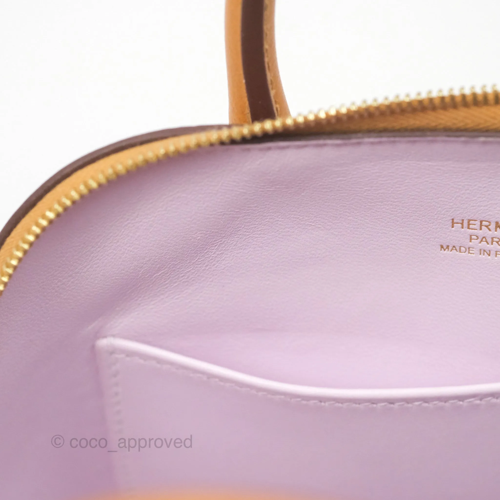 Herms Bolide Mini 1923 Evercolor Caramel 28/ Mauve Pale 09 Gold Hardware