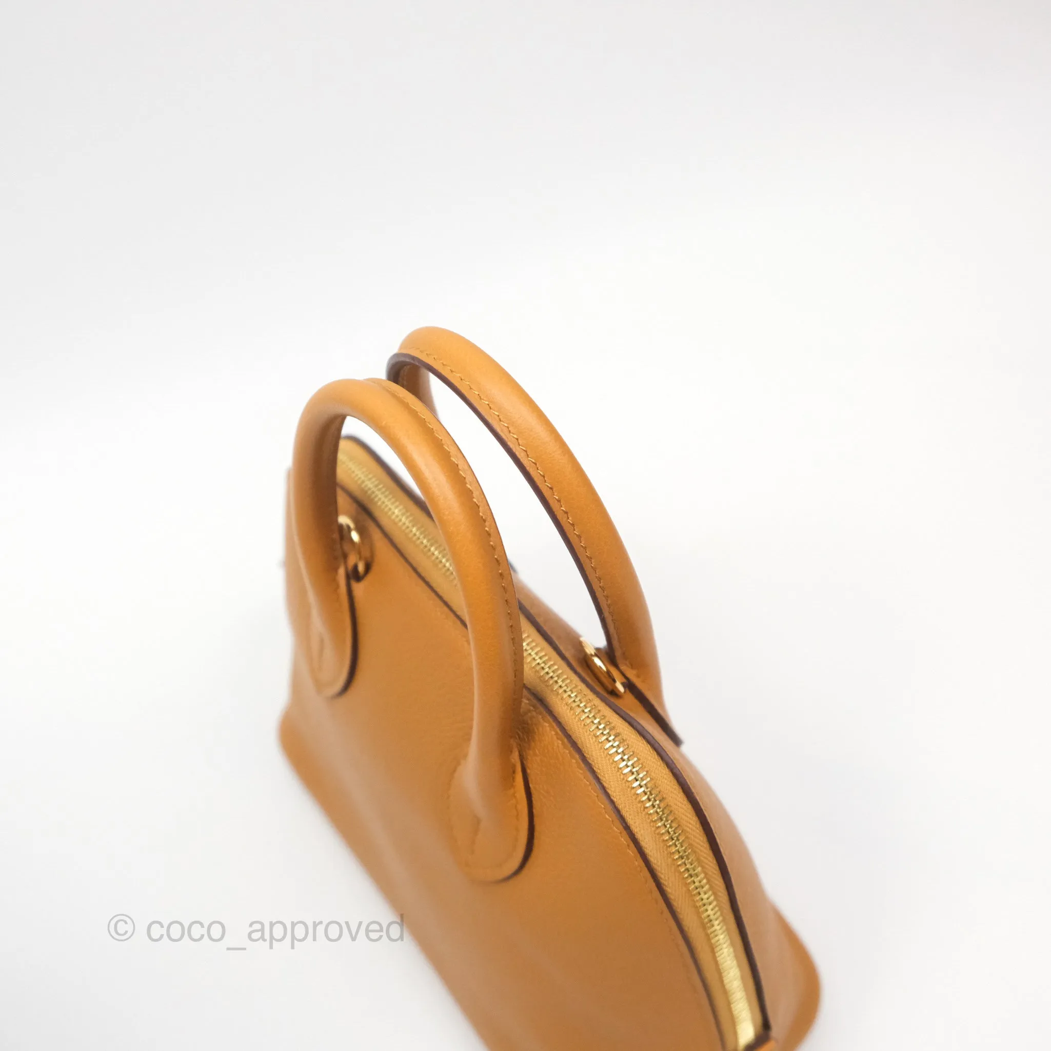 Herms Bolide Mini 1923 Evercolor Caramel 28/ Mauve Pale 09 Gold Hardware