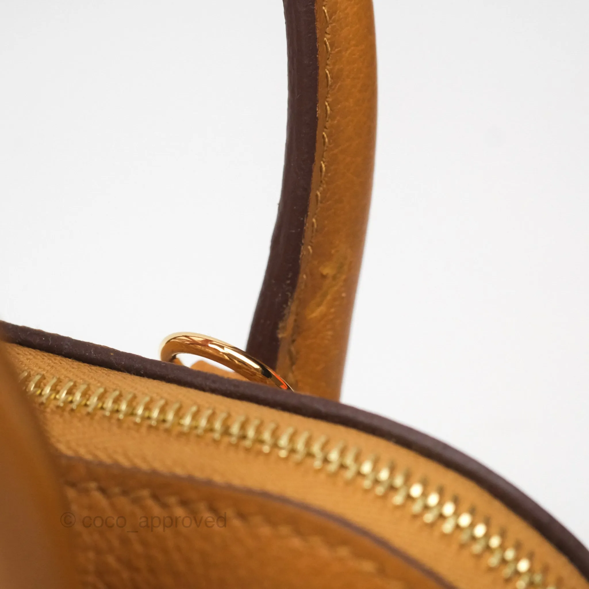 Herms Bolide Mini 1923 Evercolor Caramel 28/ Mauve Pale 09 Gold Hardware