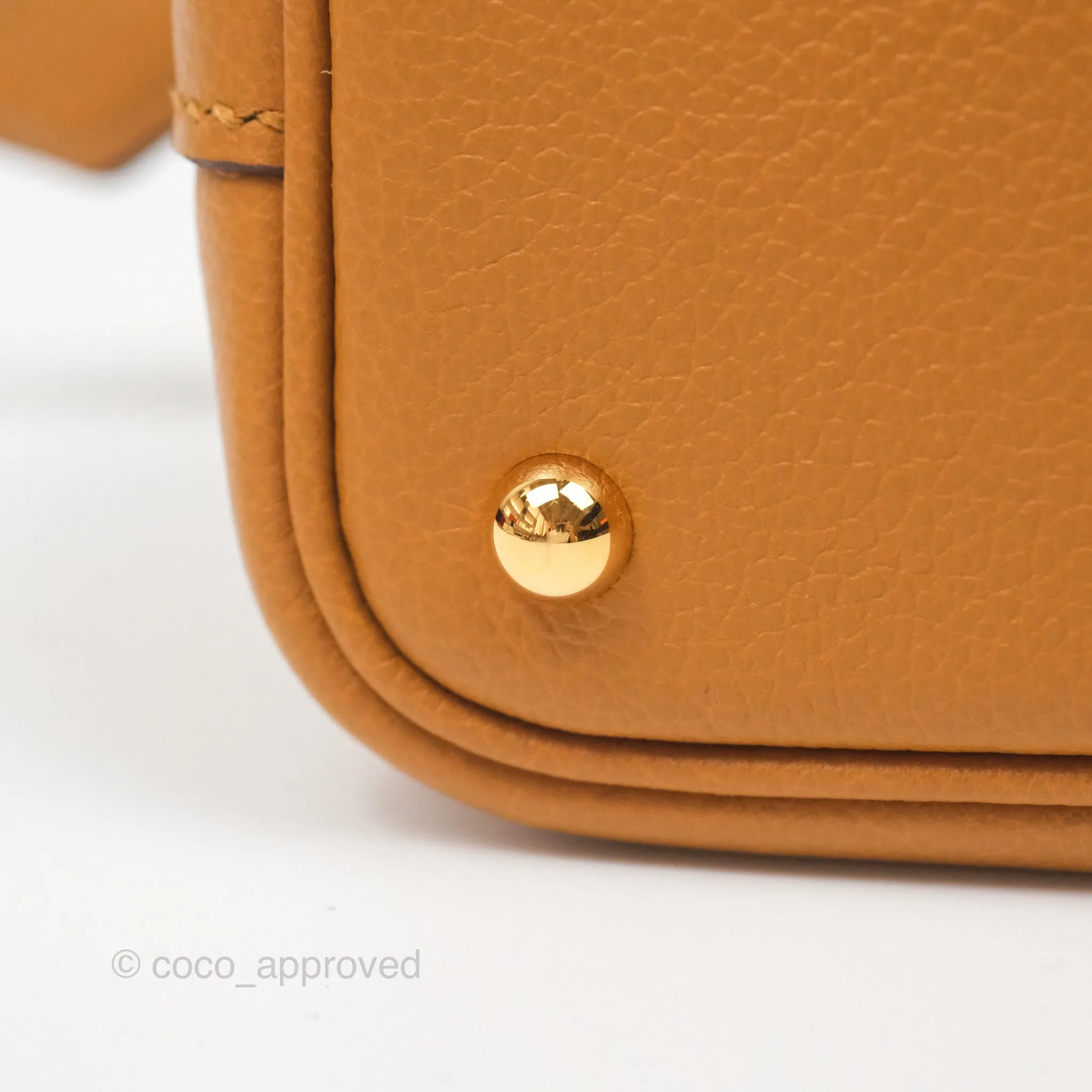 Herms Bolide Mini 1923 Evercolor Caramel 28/ Mauve Pale 09 Gold Hardware