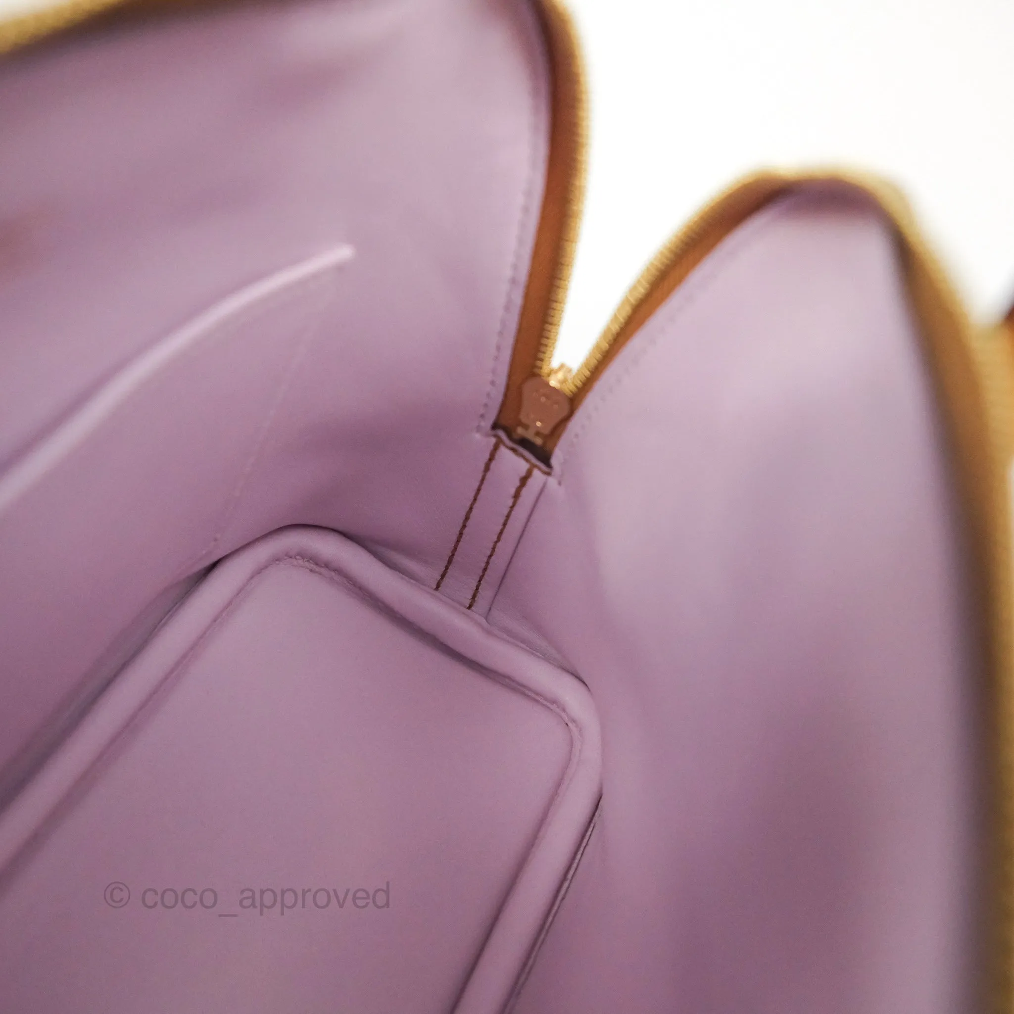 Herms Bolide Mini 1923 Evercolor Caramel 28/ Mauve Pale 09 Gold Hardware