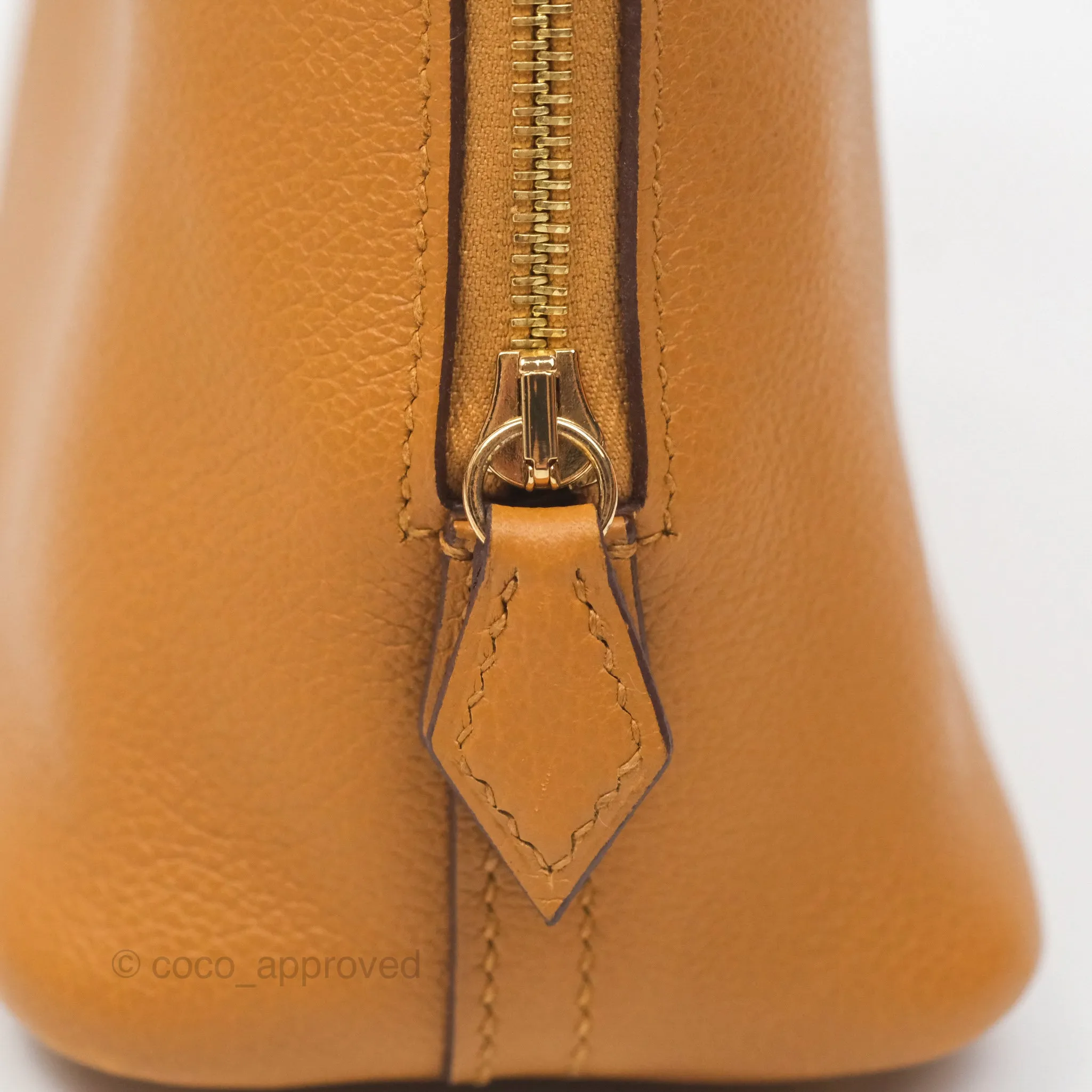 Herms Bolide Mini 1923 Evercolor Caramel 28/ Mauve Pale 09 Gold Hardware