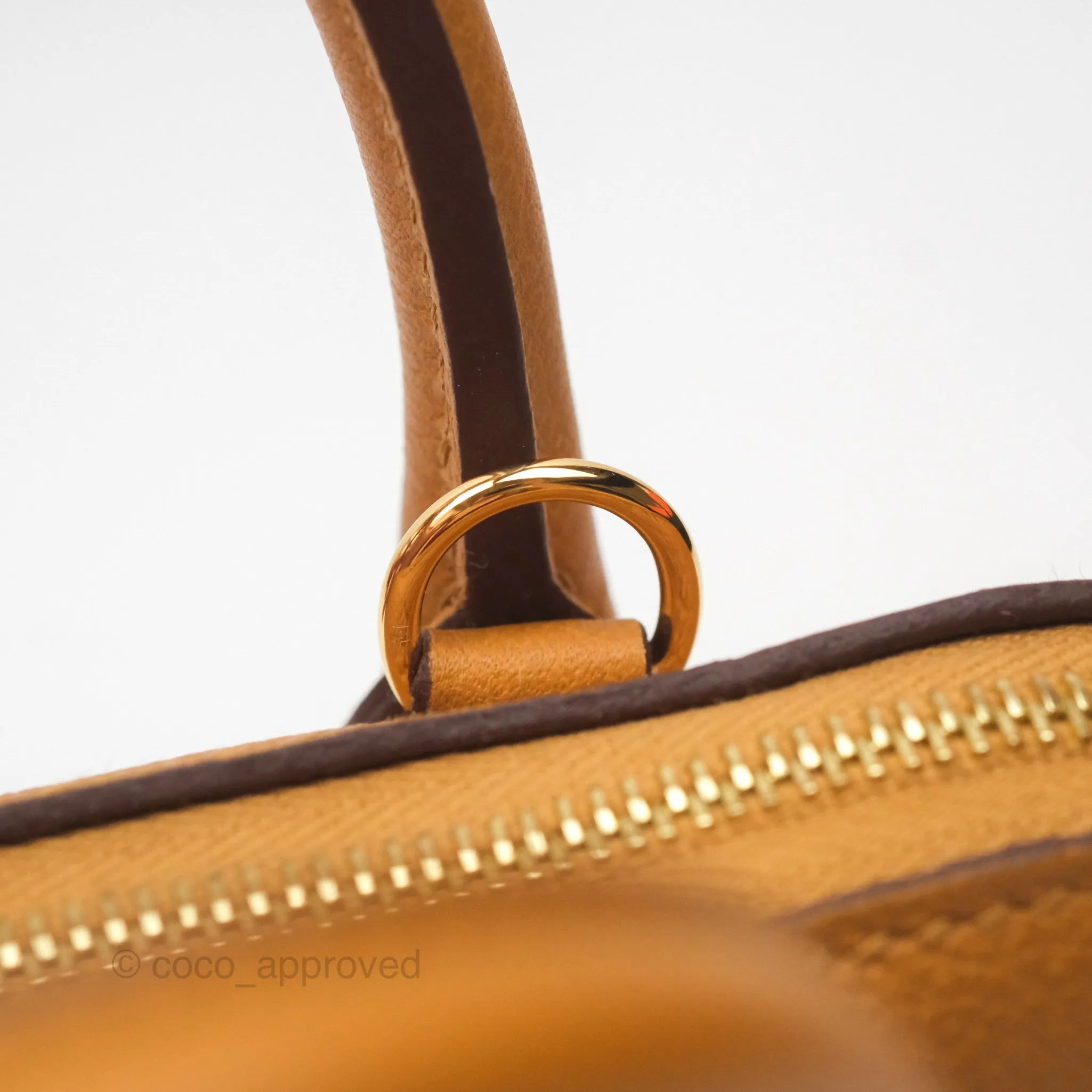 Herms Bolide Mini 1923 Evercolor Caramel 28/ Mauve Pale 09 Gold Hardware