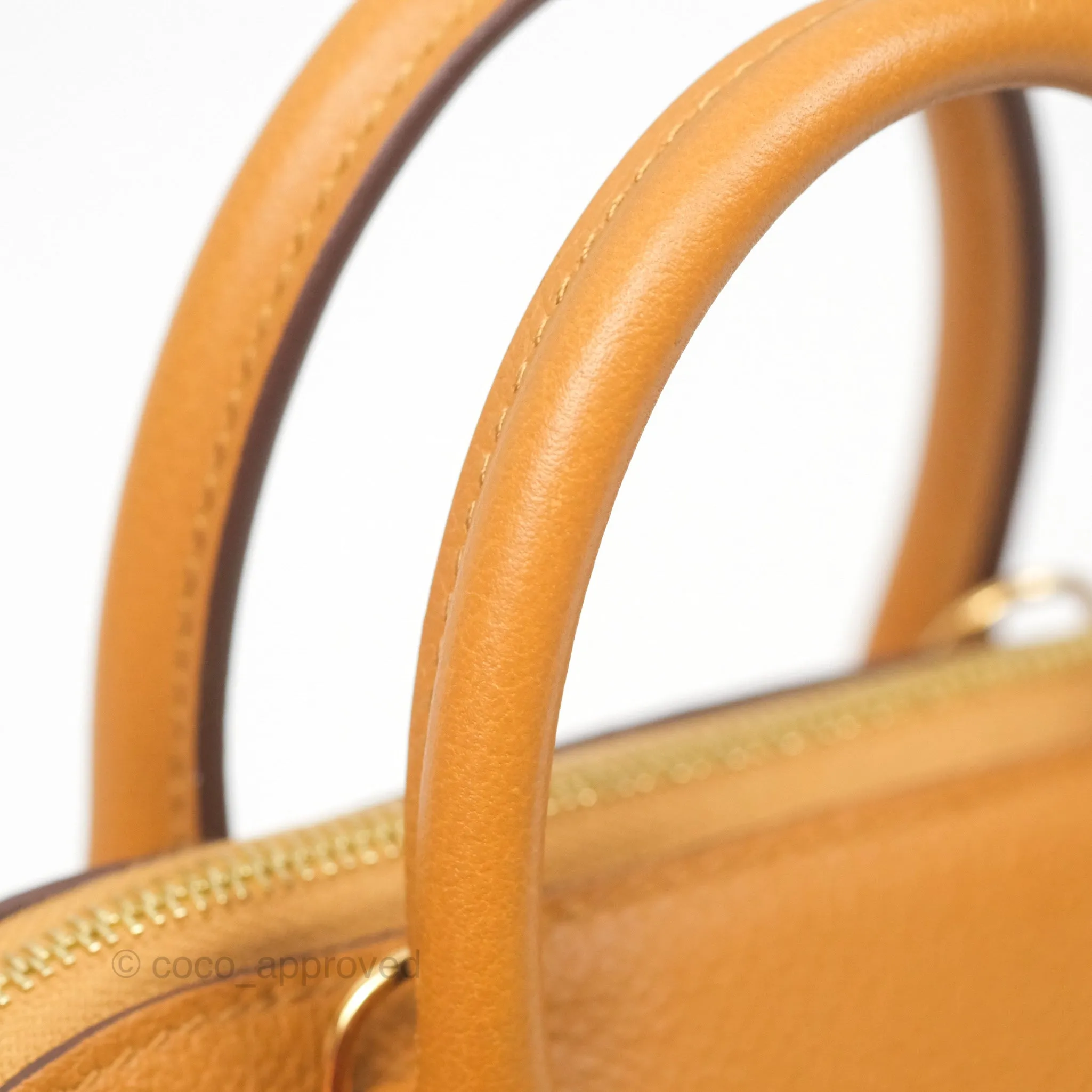 Herms Bolide Mini 1923 Evercolor Caramel 28/ Mauve Pale 09 Gold Hardware