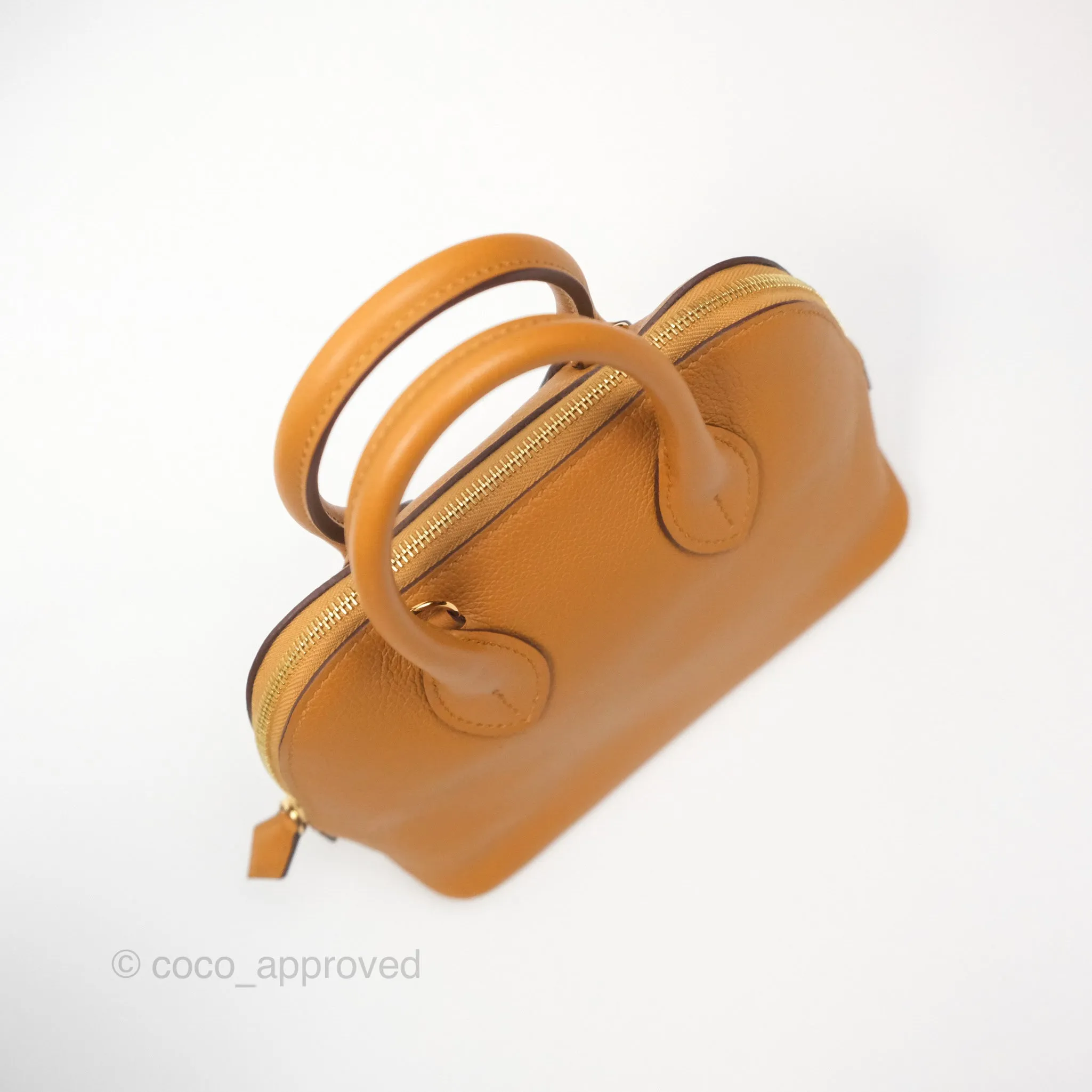 Herms Bolide Mini 1923 Evercolor Caramel 28/ Mauve Pale 09 Gold Hardware
