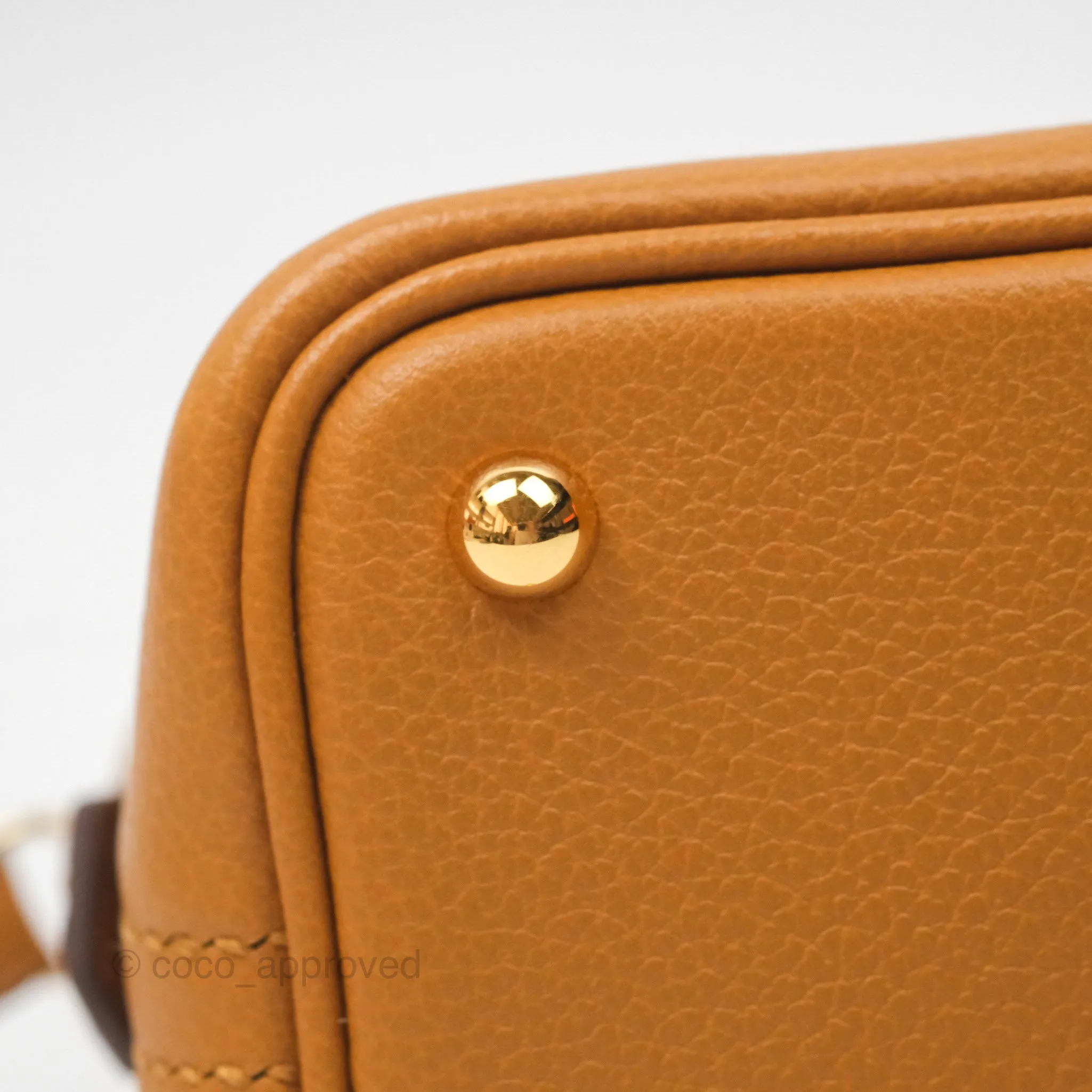 Herms Bolide Mini 1923 Evercolor Caramel 28/ Mauve Pale 09 Gold Hardware