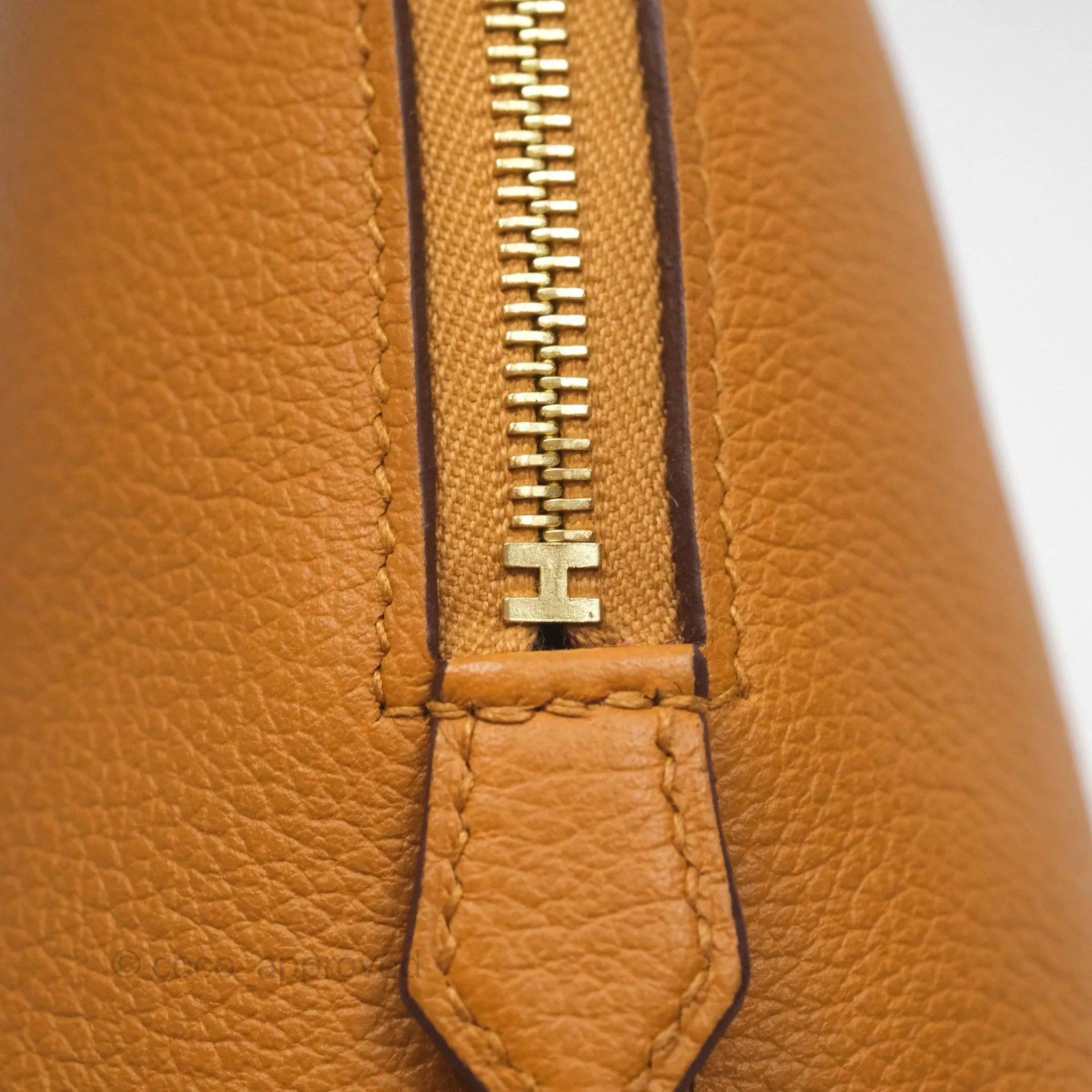 Herms Bolide Mini 1923 Evercolor Caramel 28/ Mauve Pale 09 Gold Hardware
