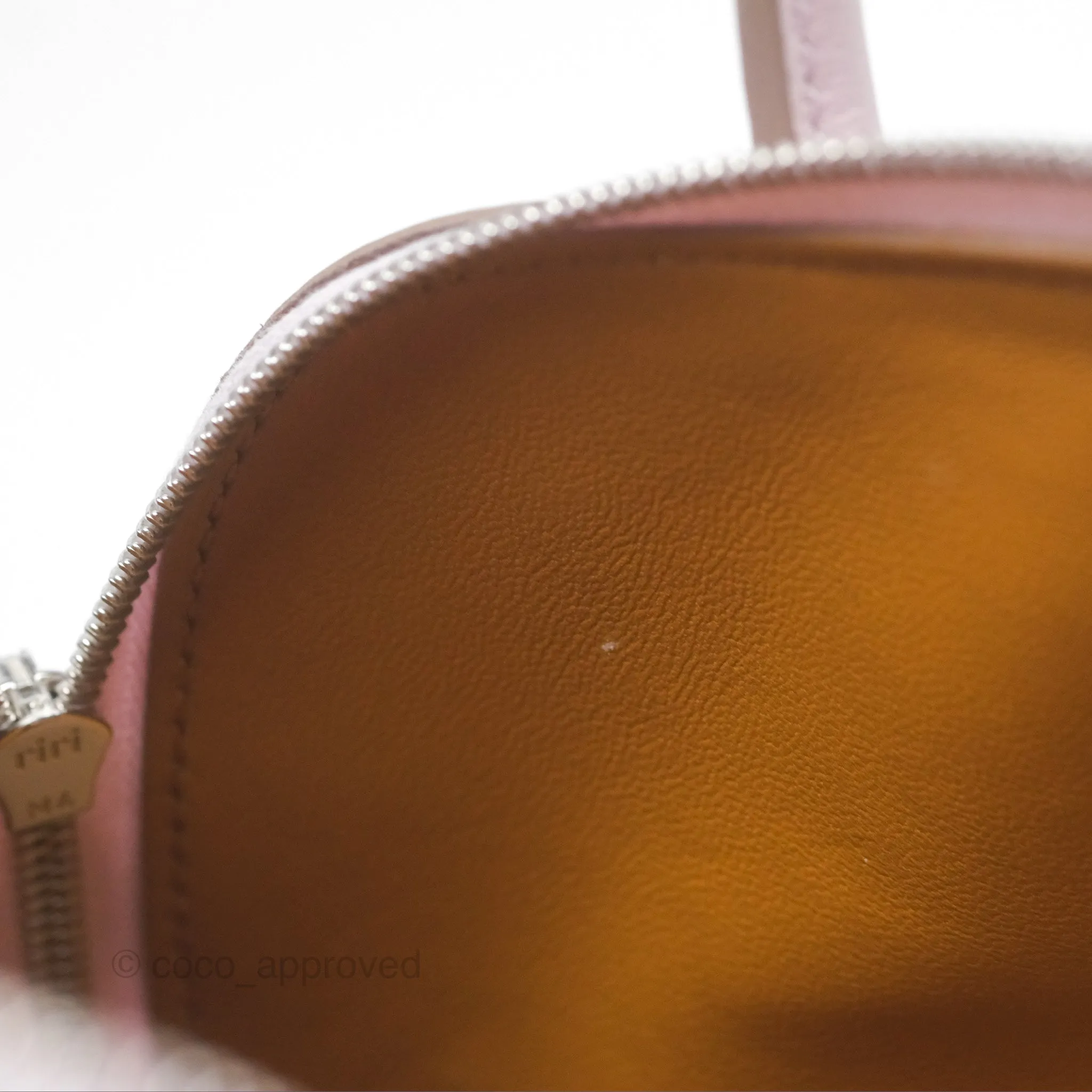 Herms Bolide Mini 1923 Verso Evercolor Mauve Pale 09/ Caramel 28 Palladium Hardware
