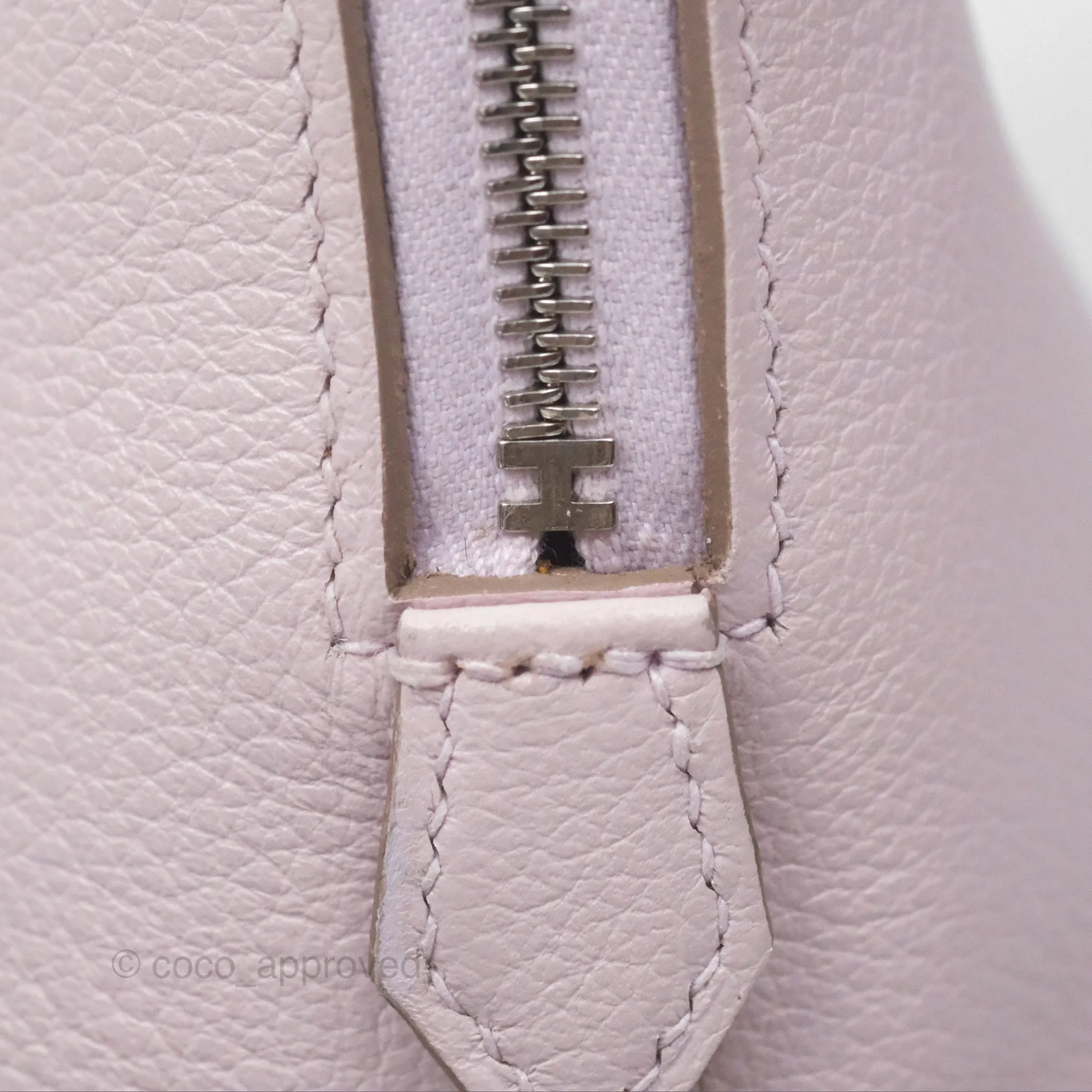 Herms Bolide Mini 1923 Verso Evercolor Mauve Pale 09/ Caramel 28 Palladium Hardware
