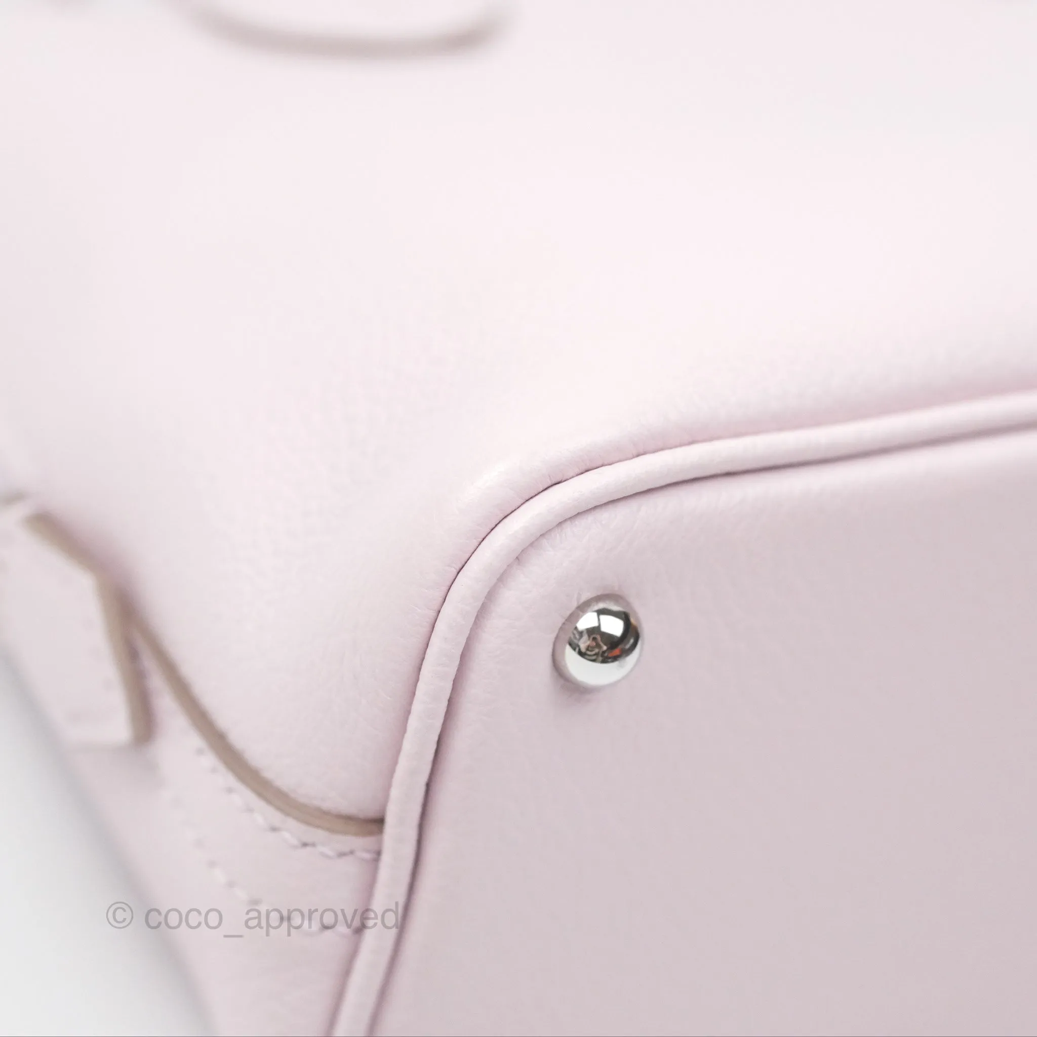 Herms Bolide Mini 1923 Verso Evercolor Mauve Pale 09/ Caramel 28 Palladium Hardware