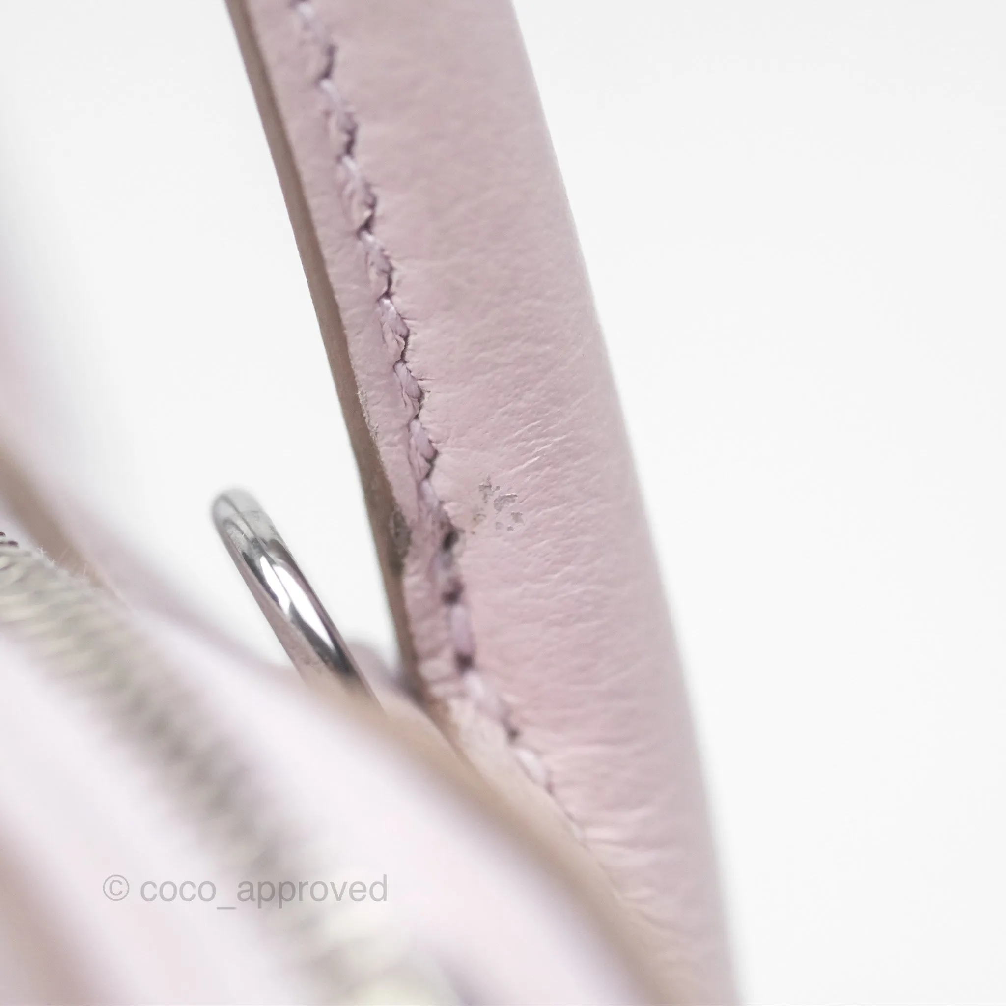 Herms Bolide Mini 1923 Verso Evercolor Mauve Pale 09/ Caramel 28 Palladium Hardware