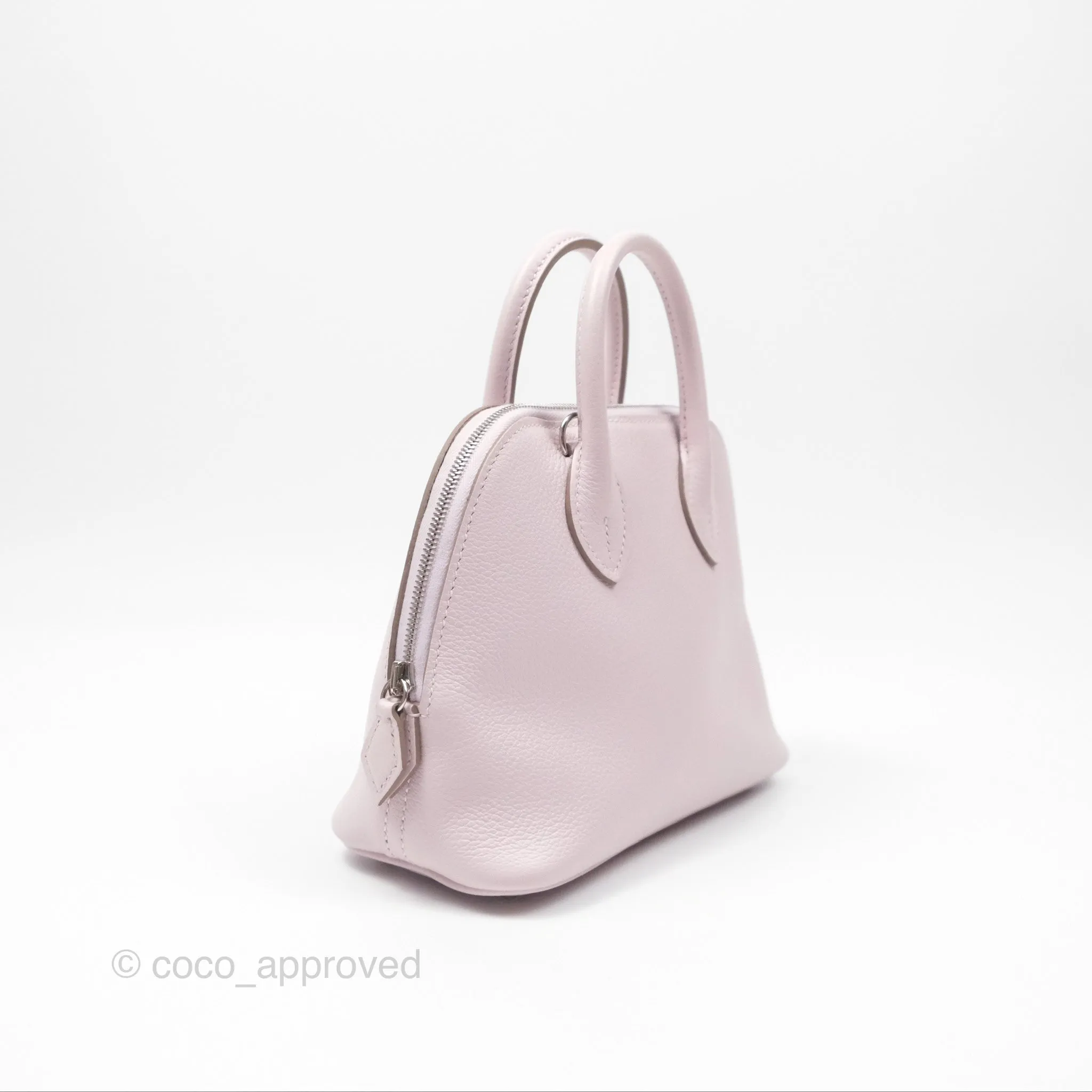 Herms Bolide Mini 1923 Verso Evercolor Mauve Pale 09/ Caramel 28 Palladium Hardware
