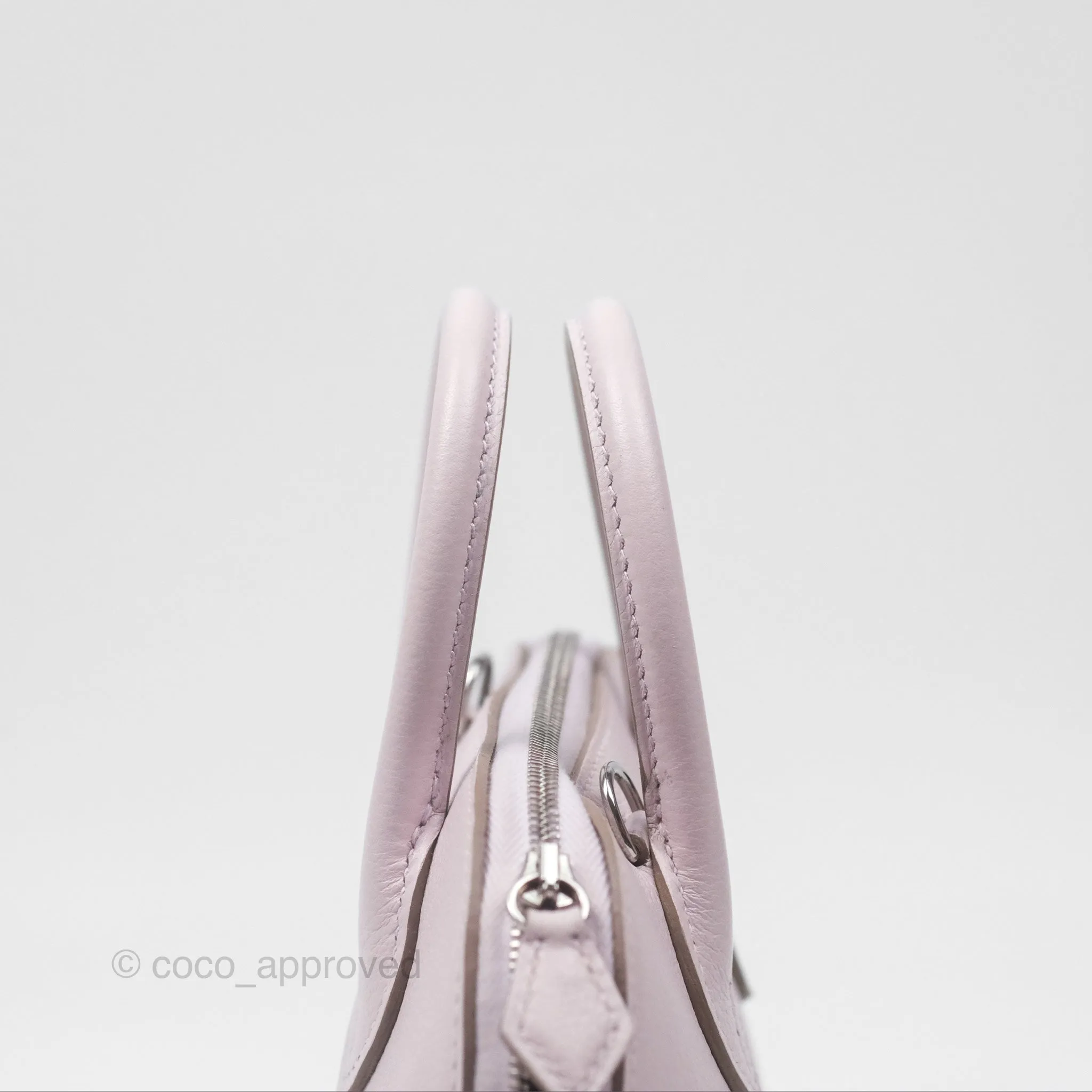 Herms Bolide Mini 1923 Verso Evercolor Mauve Pale 09/ Caramel 28 Palladium Hardware