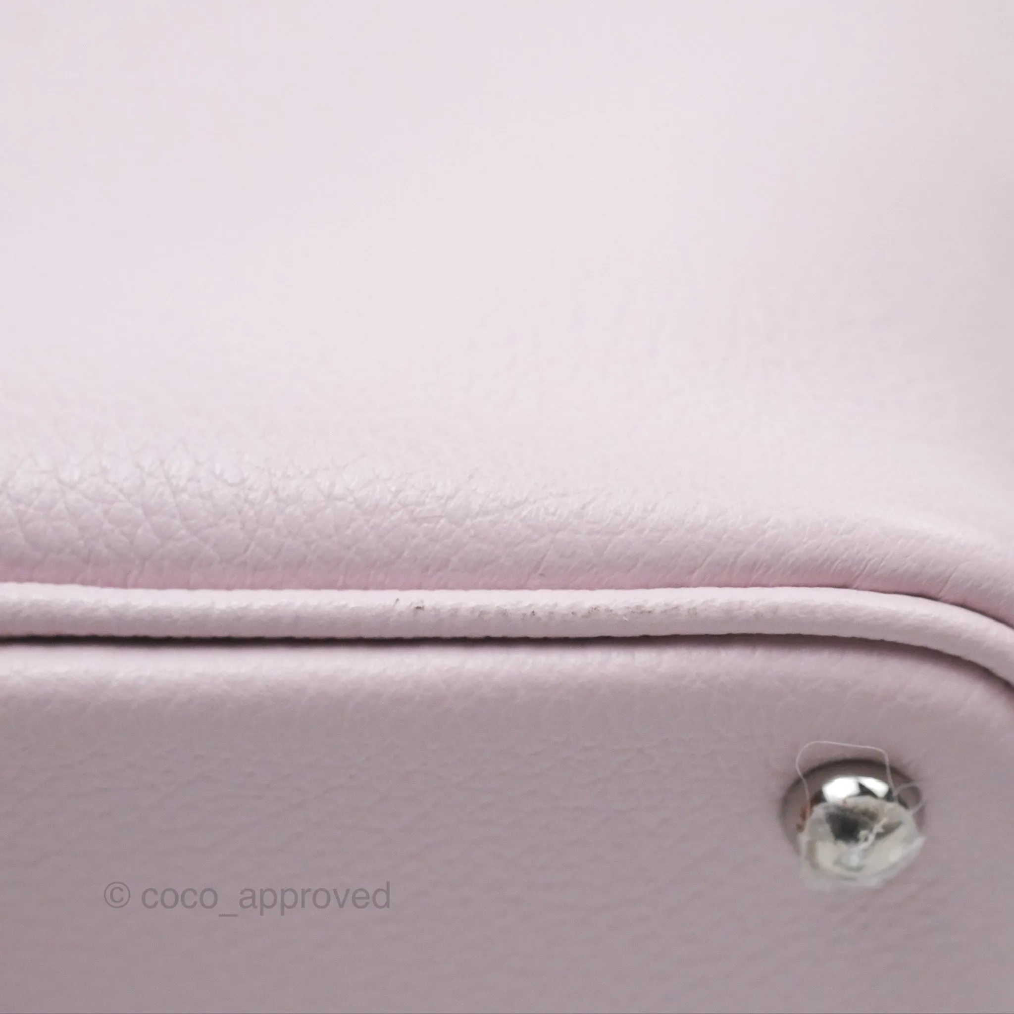 Herms Bolide Mini 1923 Verso Evercolor Mauve Pale 09/ Caramel 28 Palladium Hardware