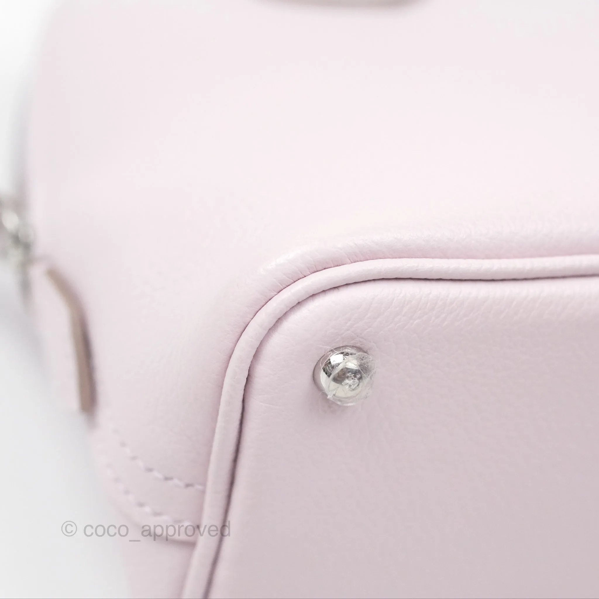 Herms Bolide Mini 1923 Verso Evercolor Mauve Pale 09/ Caramel 28 Palladium Hardware