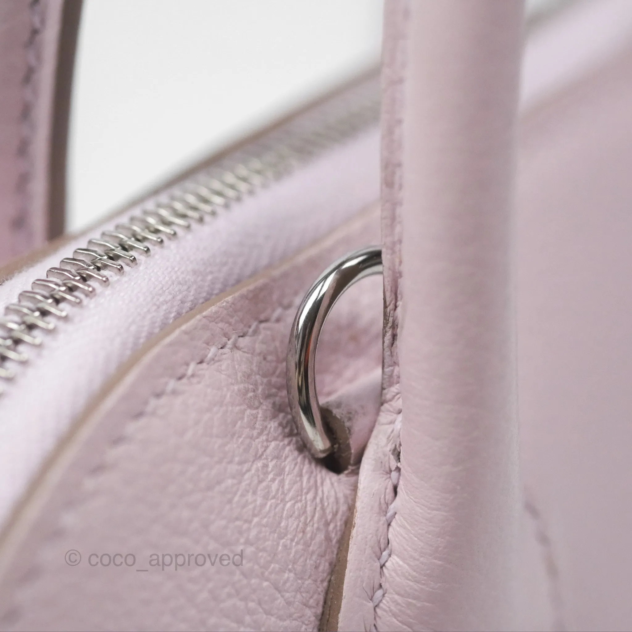 Herms Bolide Mini 1923 Verso Evercolor Mauve Pale 09/ Caramel 28 Palladium Hardware