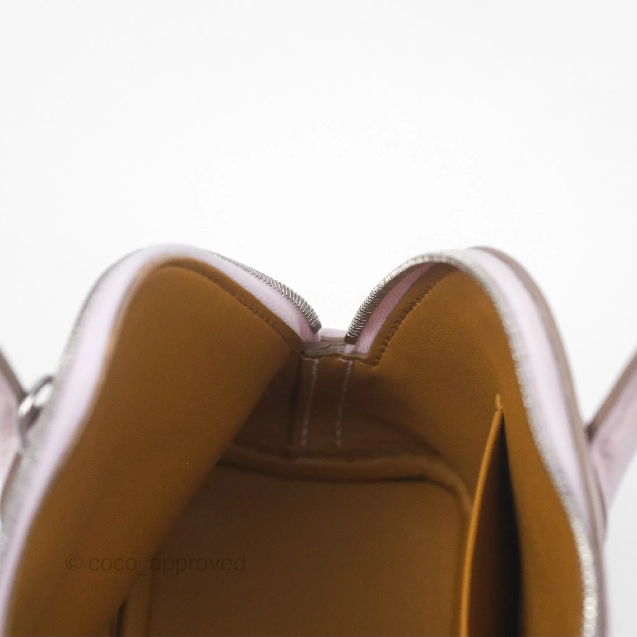 Herms Bolide Mini 1923 Verso Evercolor Mauve Pale 09/ Caramel 28 Palladium Hardware